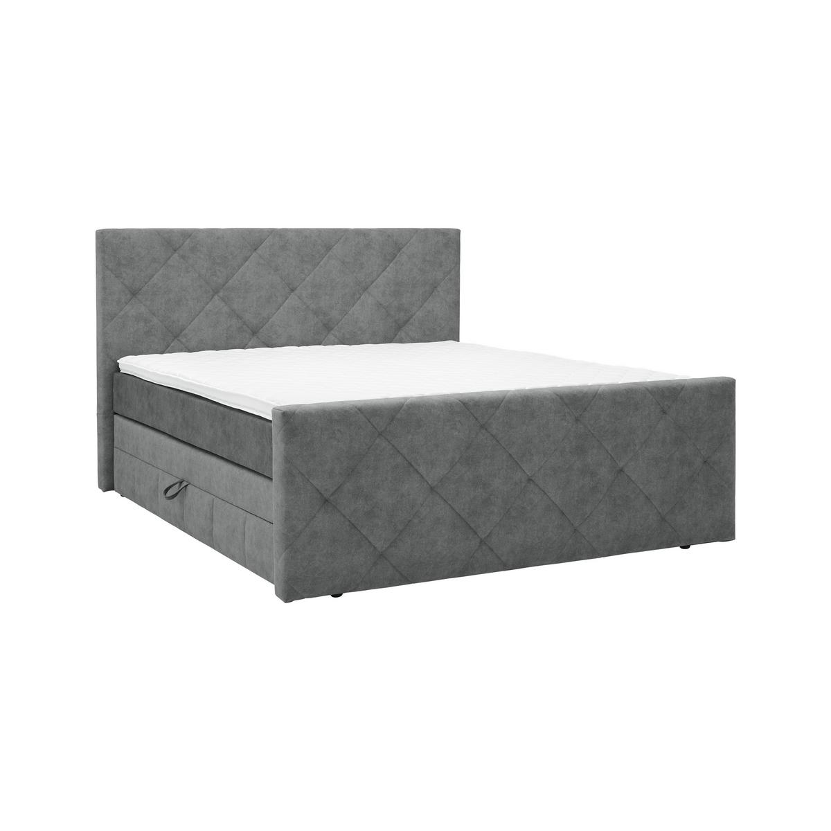 ŁÓŻKO BOXSPRING ADELE - szary, Konventionell, materiał drewnopochodny/tworzywo sztuczne (180/200cm) - Mömax