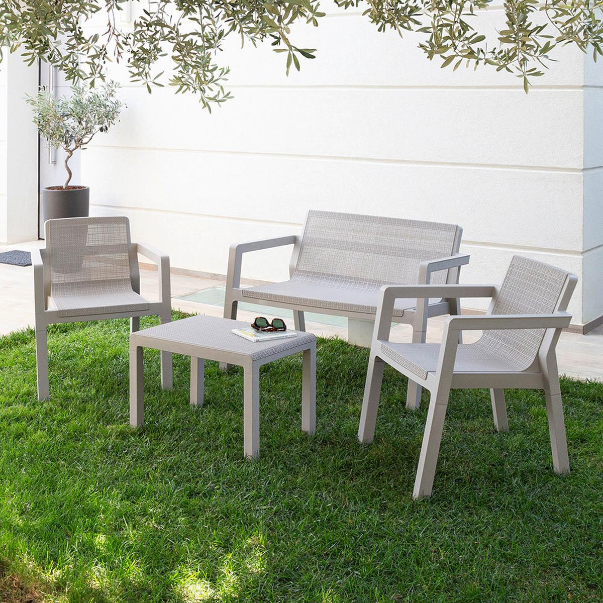 Vrtni Set Alba, Peščene Barve, 4-Delno - peščene barve, Basics, umetna masa (124/47/74cm) - Mömax