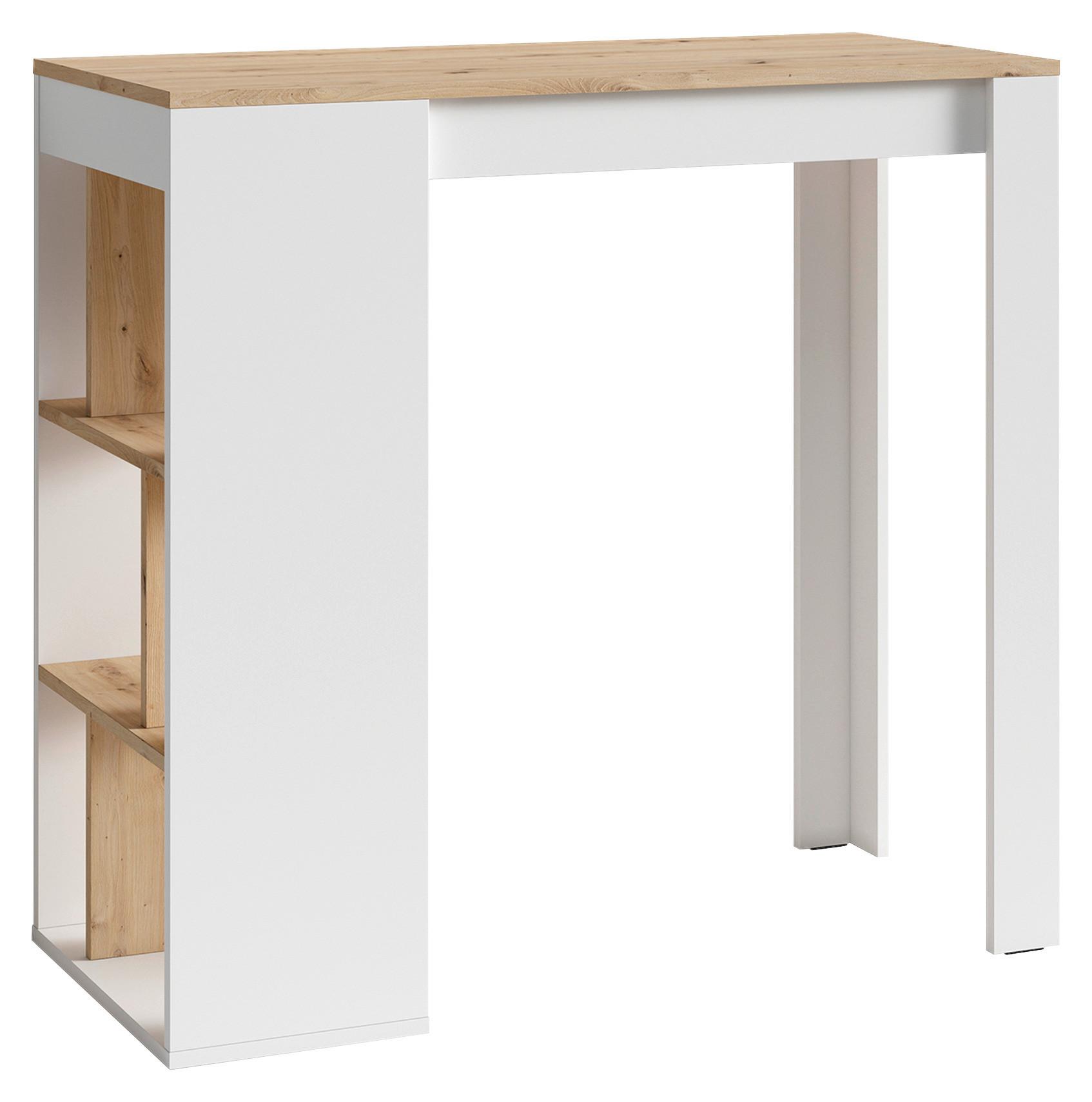 Bartisch Moby Weiß/Eiche ca. 110x50x104 cm - Weiß/Eiche Artisan, MODERN, Holzwerkstoff (110/50/104cm) - MID.YOU