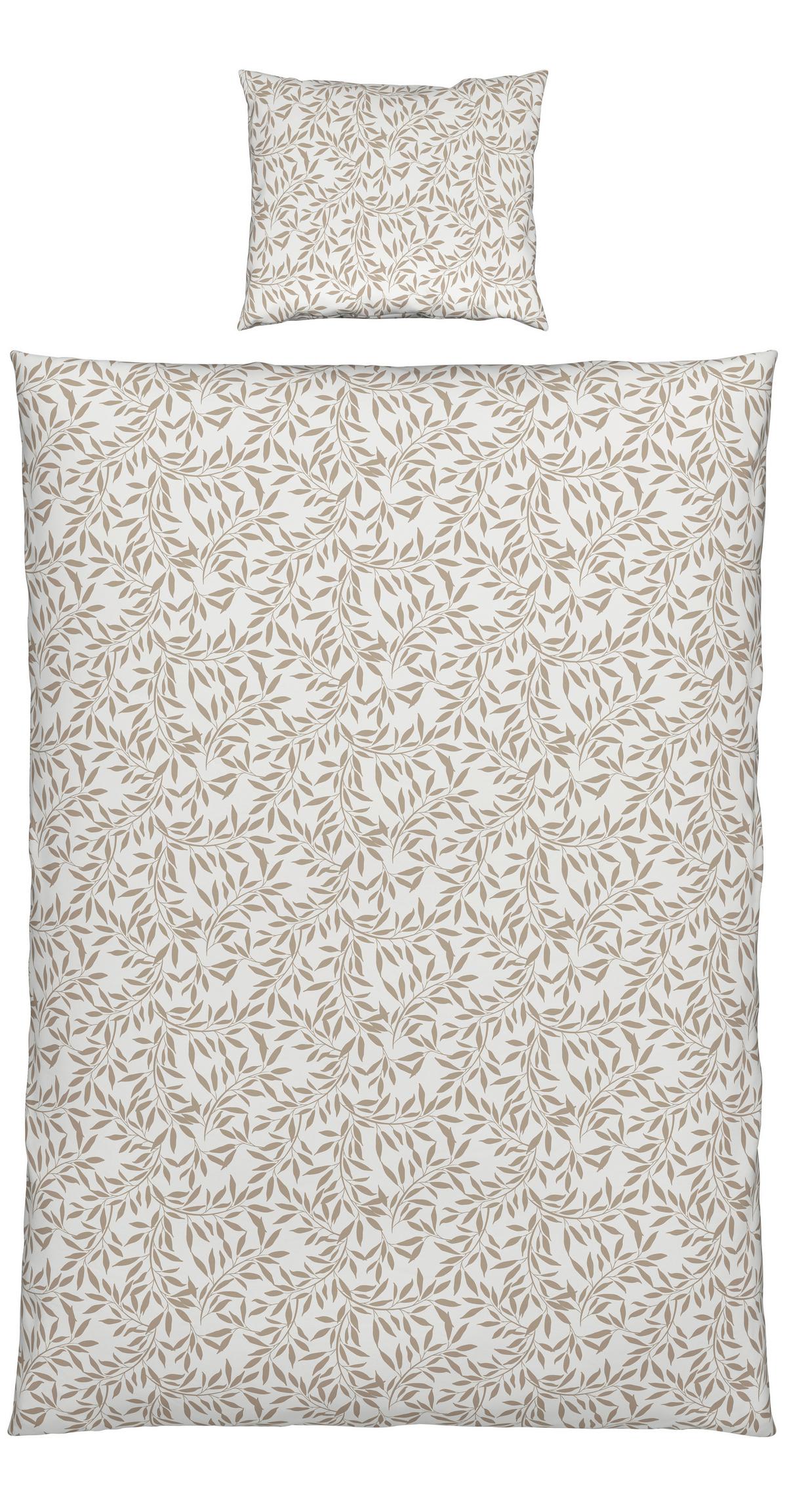 BETTWÄSCHESET TIFFANY - Taupe/Weiss, Konventionell, Textil (160/210cm) - Modern Living