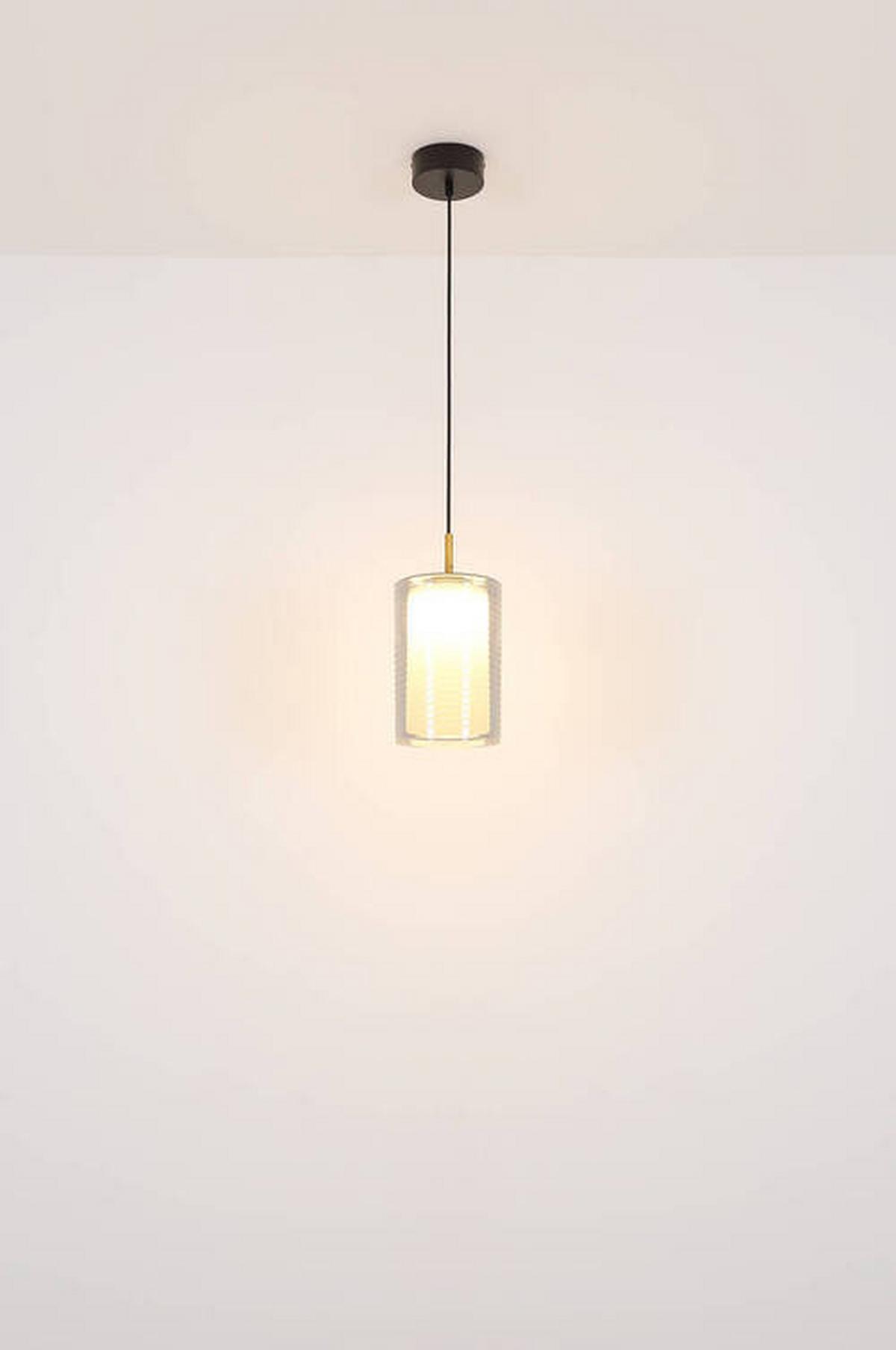 LED-HÄNGELEUCHTE 15740-5 - Messingfarben/Schwarz, Design, Glas/Metall (93/31,5/150cm) - Globo