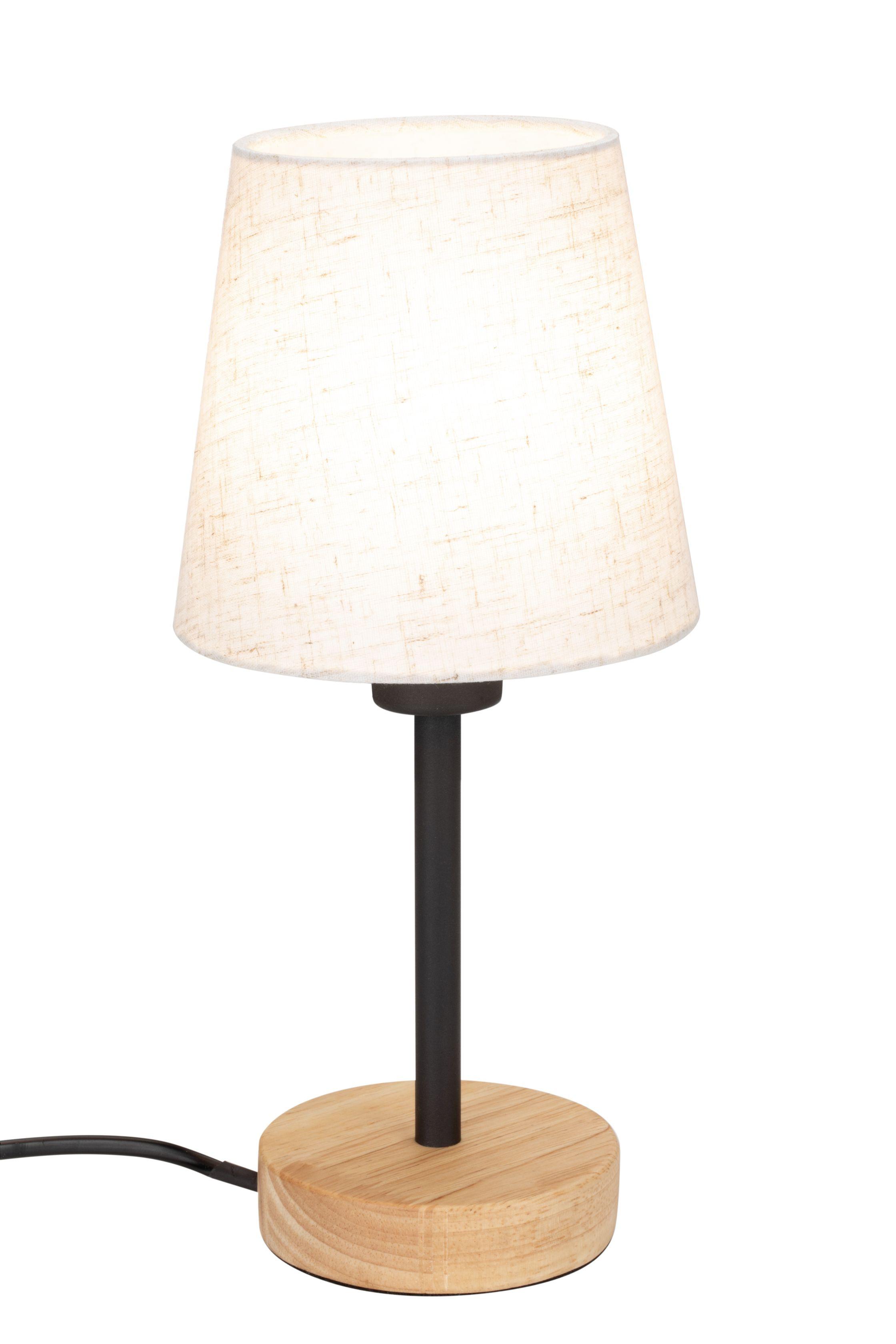 LAMPA STOŁOWA WOODRO *SBB* - kolor naturalny/czarny, Natur, metal/tkanina (14/30cm) - Boxxx