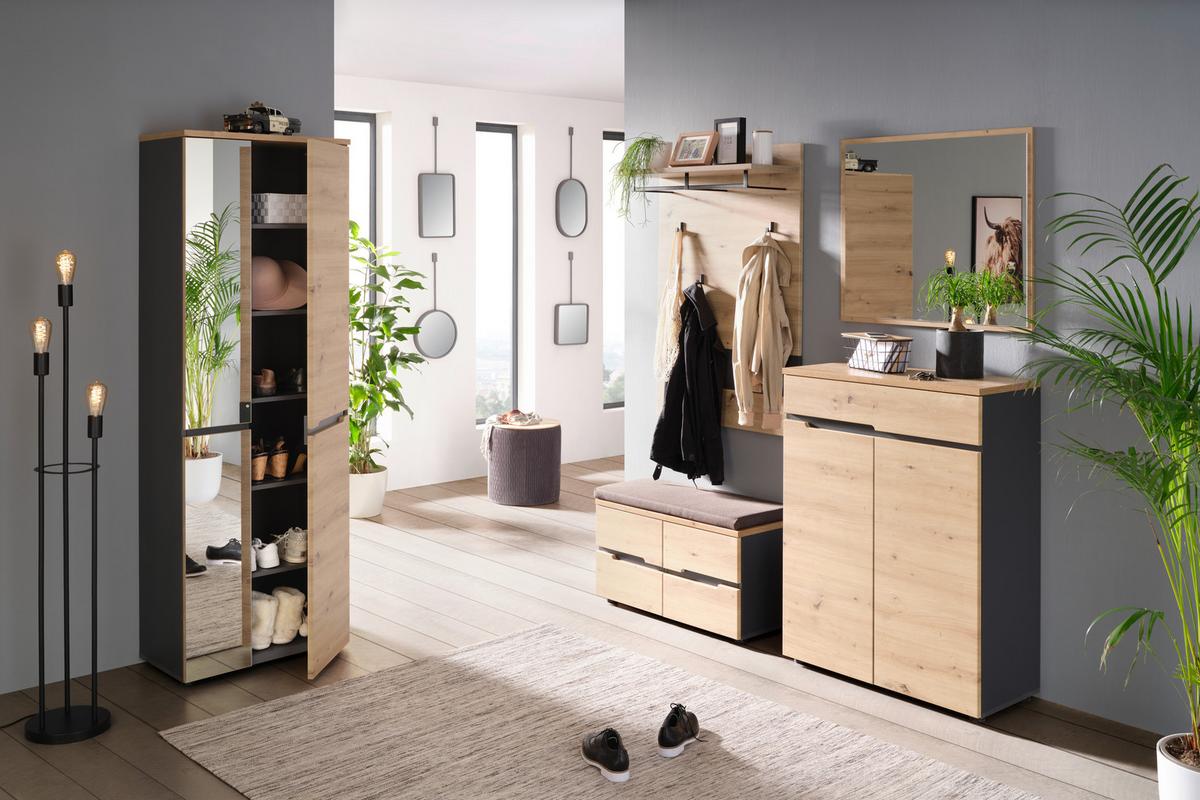 Garderobenschrank Memphis in Eiche Artisan/Graphitfarben - Eichefarben/Graphitfarben, MODERN (65/192/38cm) - Mömax