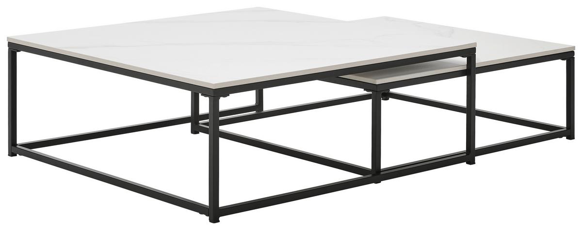 ZESTAW STOLIKÓW KAWOWYCH PACIFIC - czarny/biały, Design, metal/ceramika (75/65/27/22/75/65cm) - Livetastic