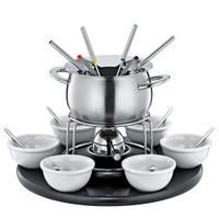 ZESTAW DO FONDUE 2626526020 - kolor srebrny, Konventionell, metal/drewno (19cm) - Spring