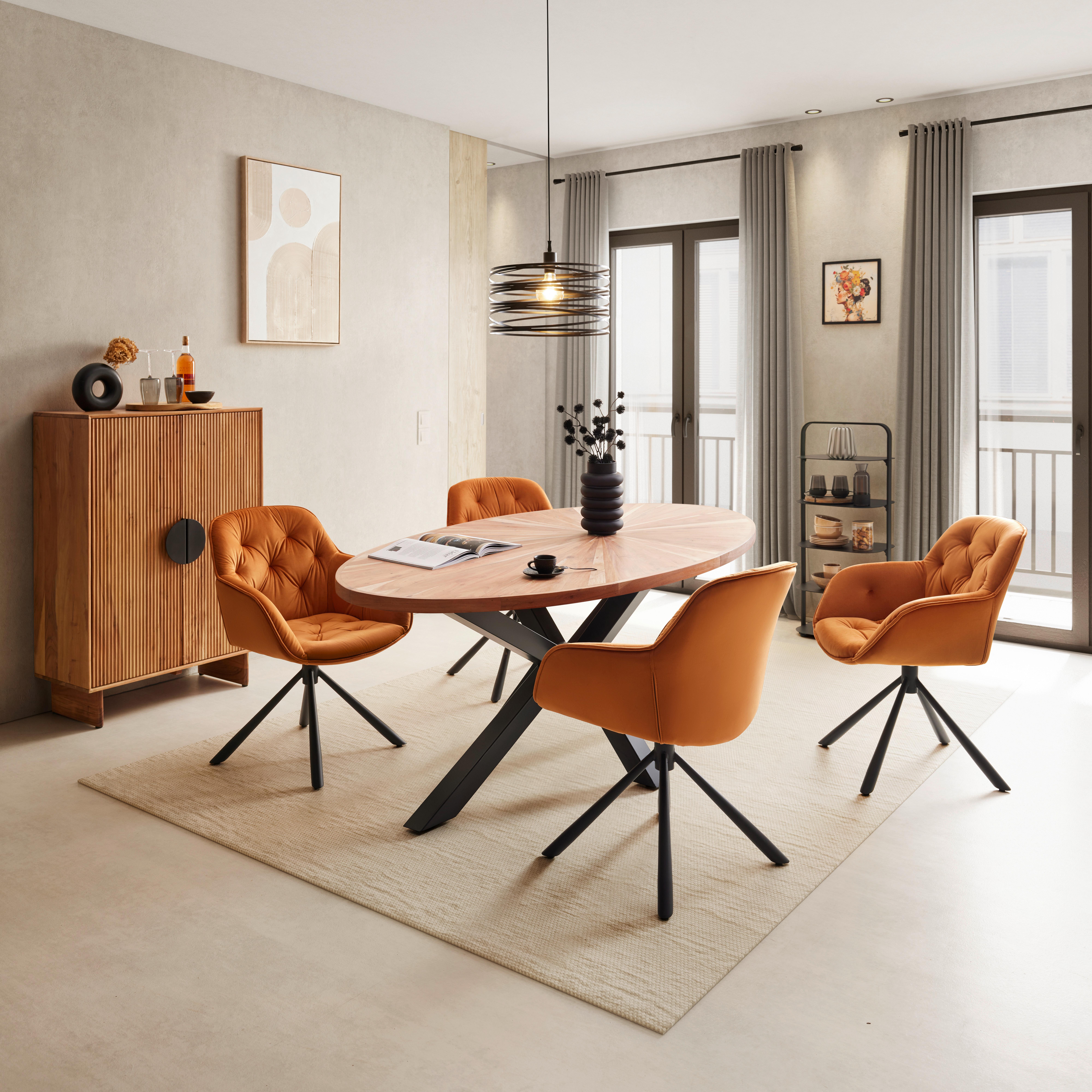 MATBORD ORBIT - svart/akaciefärgad, Design, metall/trä (180/76/100cm) - Zandiara