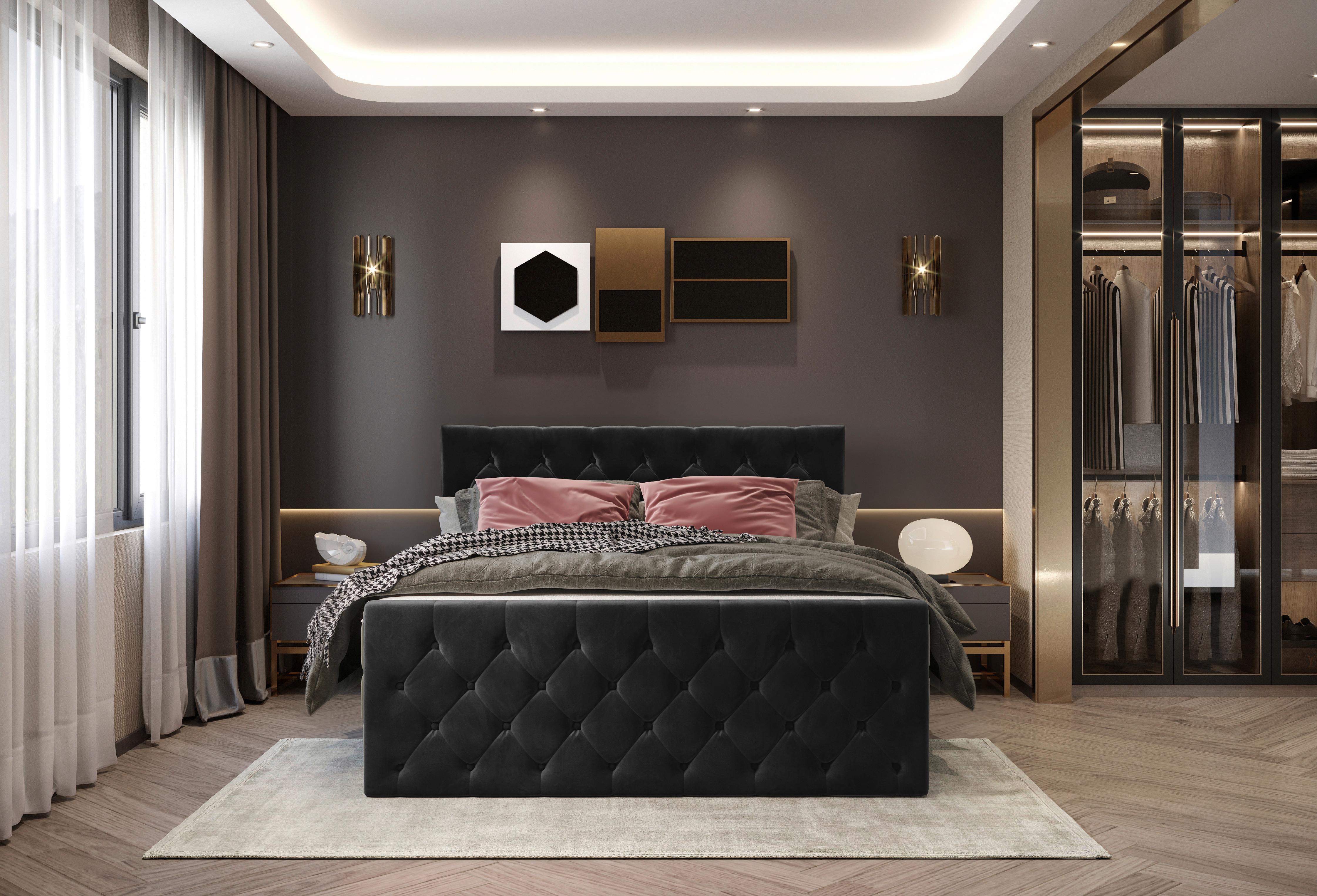 PAT BOXSPRING ELIO - bej/negru, Romantik / Landhaus, textil (140/200cm) - James Wood