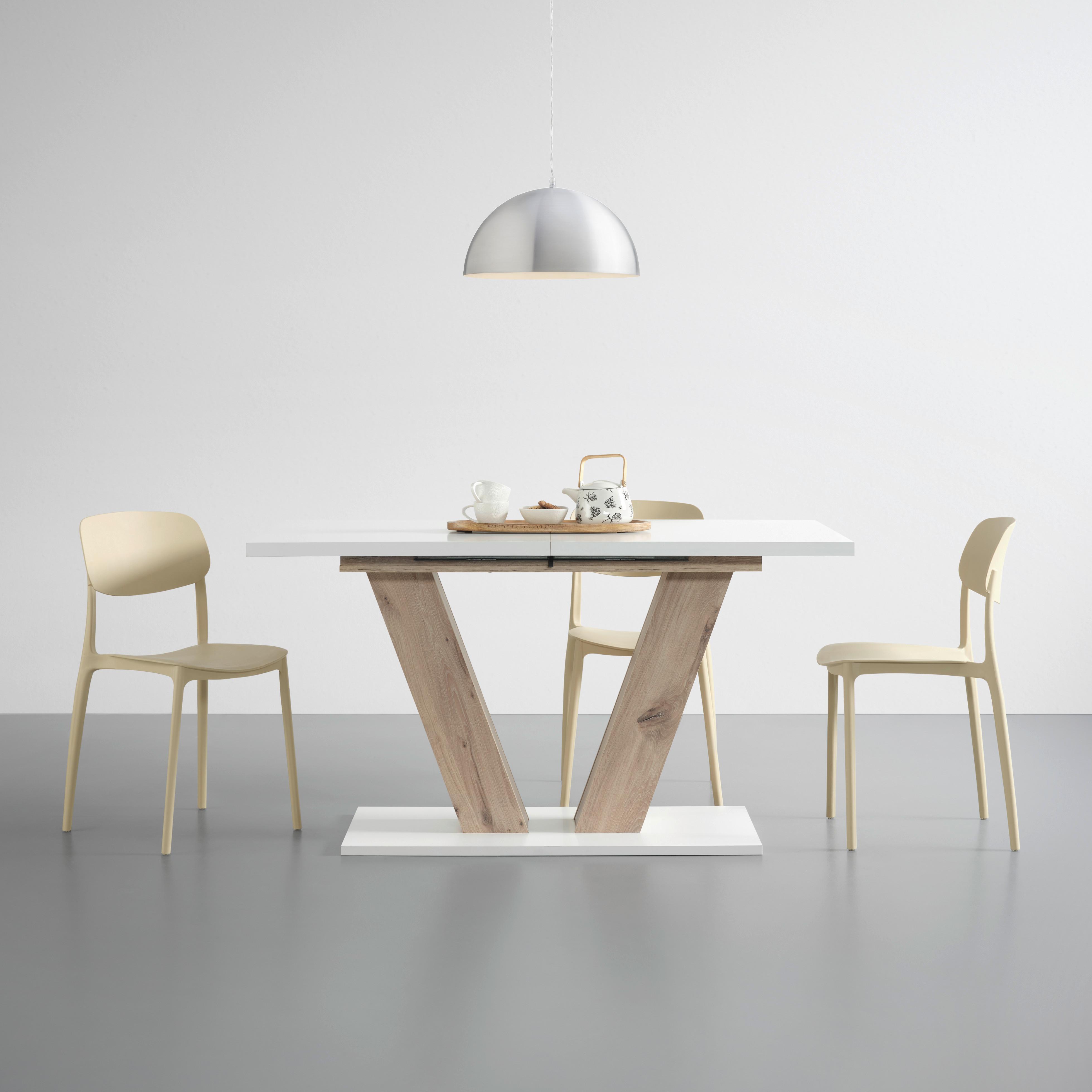 Ausziehtisch Hamm T Weiß/Eiche ca. 140-180x90x76cm - Eichefarben/Weiß, MODERN, Holzwerkstoff (140-180/90/76cm) - Mömax