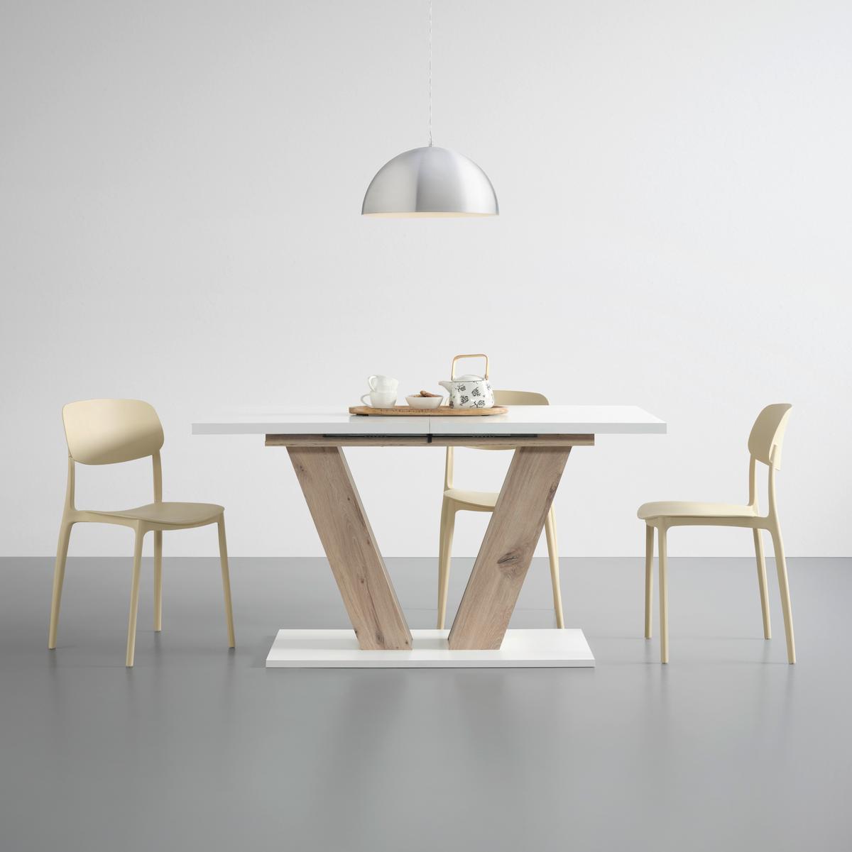 Ausziehtisch Hamm T Weiß/Eiche ca. 140-180x90x76cm - Eichefarben/Weiß, MODERN, Holzwerkstoff (140-180/90/76cm) - Mömax