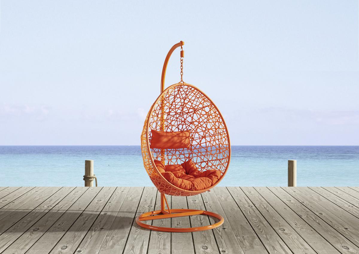 Fotoliu suspendat Mara - portocaliu, plastic/metal (95/190/95cm) - Modern Living