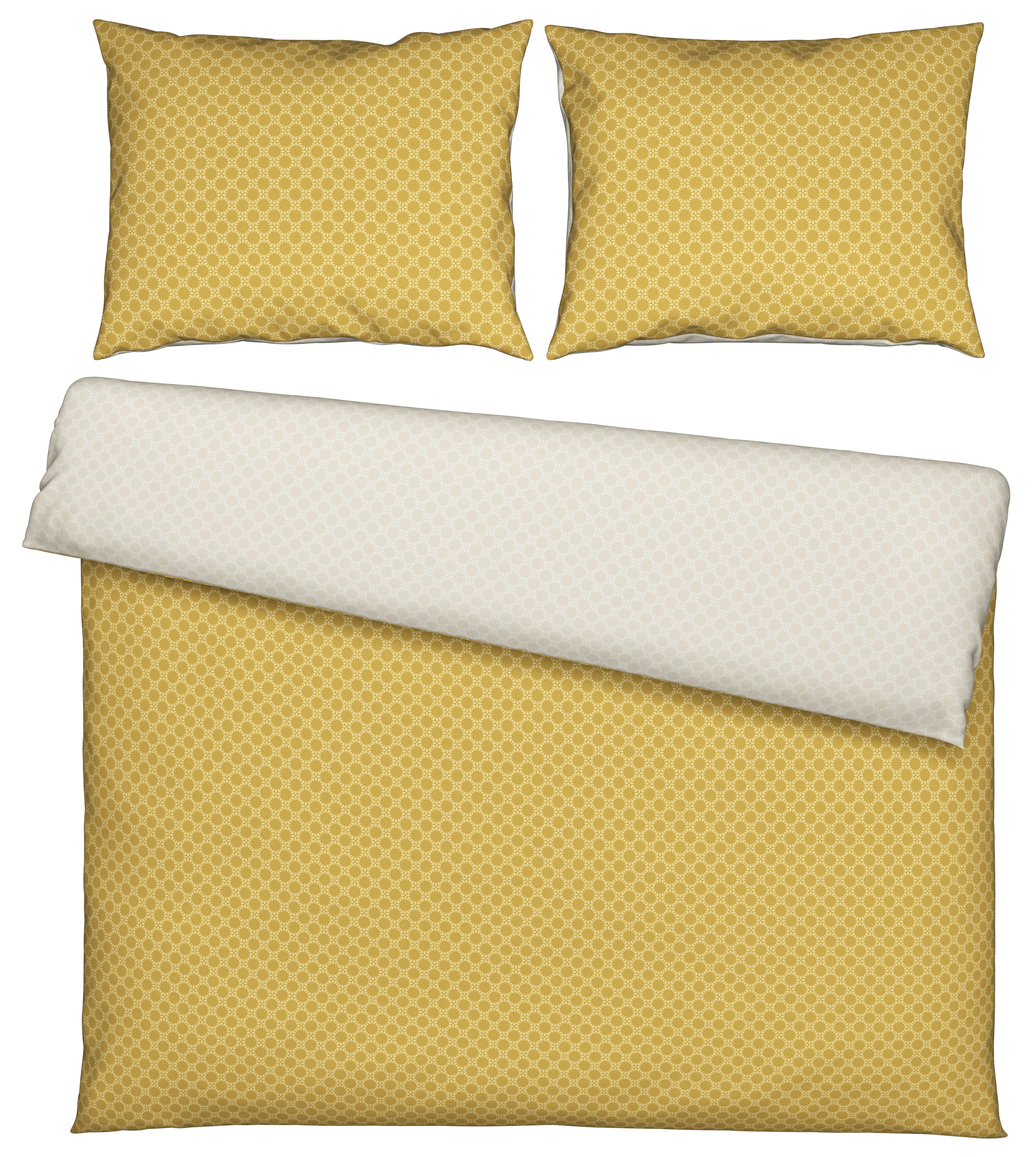 Wendebettwäsche Mici-Wende XXL in Gelb/Natur ca. 200x220cm - Gelb/Naturfarben, KONVENTIONELL, Textil (200/220cm) - Modern Living