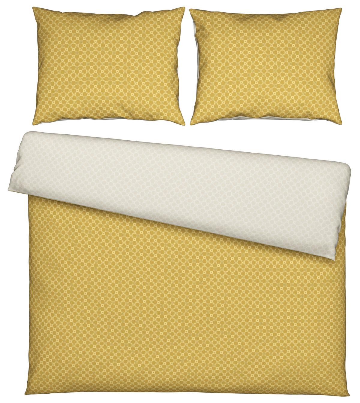 Wendebettwäsche Mici-Wende XXL in Gelb/Natur ca. 200x220cm - Gelb/Naturfarben, KONVENTIONELL, Textil (200/220cm) - Modern Living