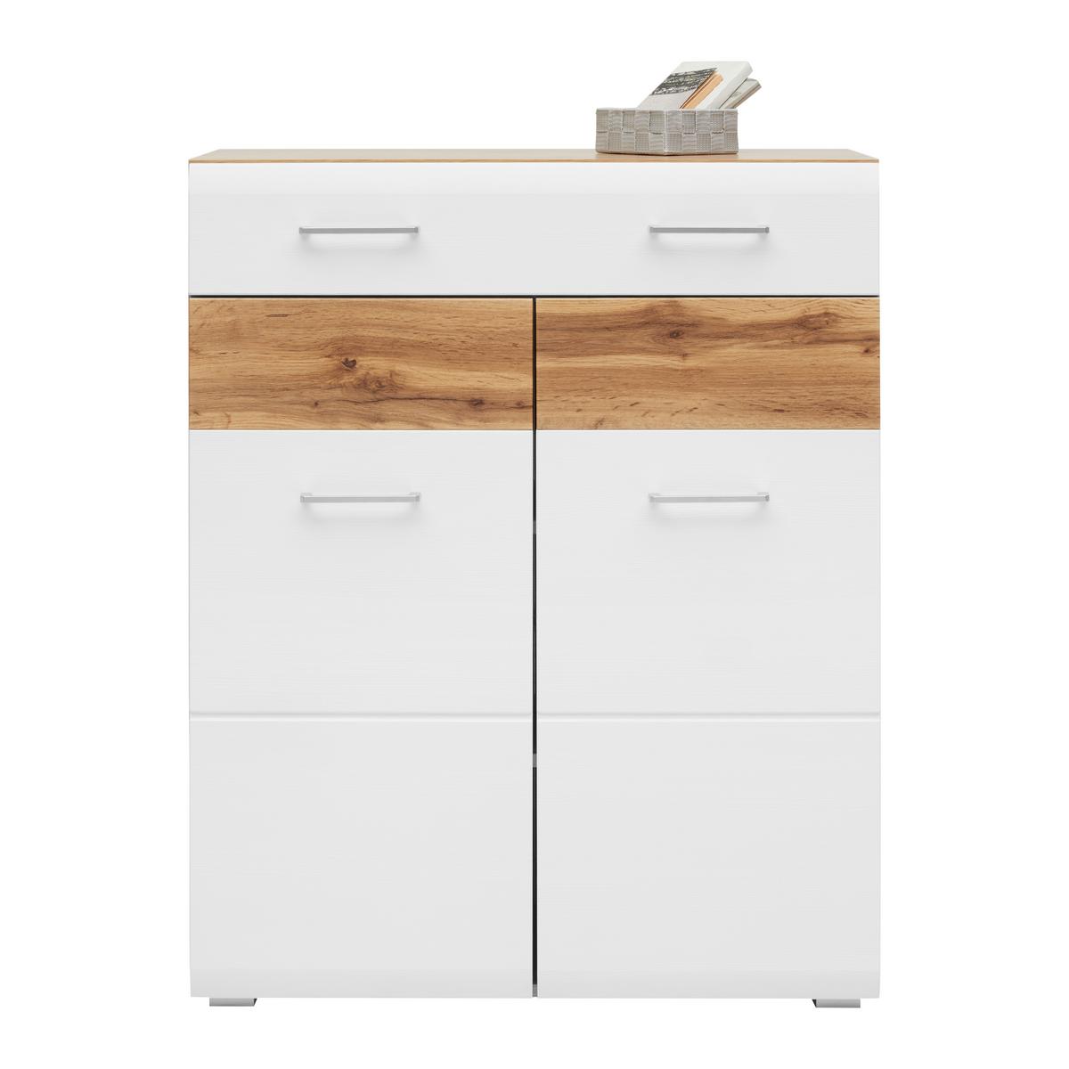 Schuhschrank in Weiß/Eichefarben - KONVENTIONELL, Holzwerkstoff (84/104/40cm) - Mömax