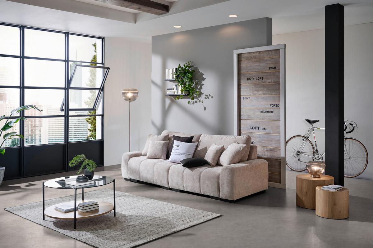 Mega Sofa Toledo - tamno smeđa/bež, Konvencionalno, tekstil/plastika (250/100/90cm) - Best Price