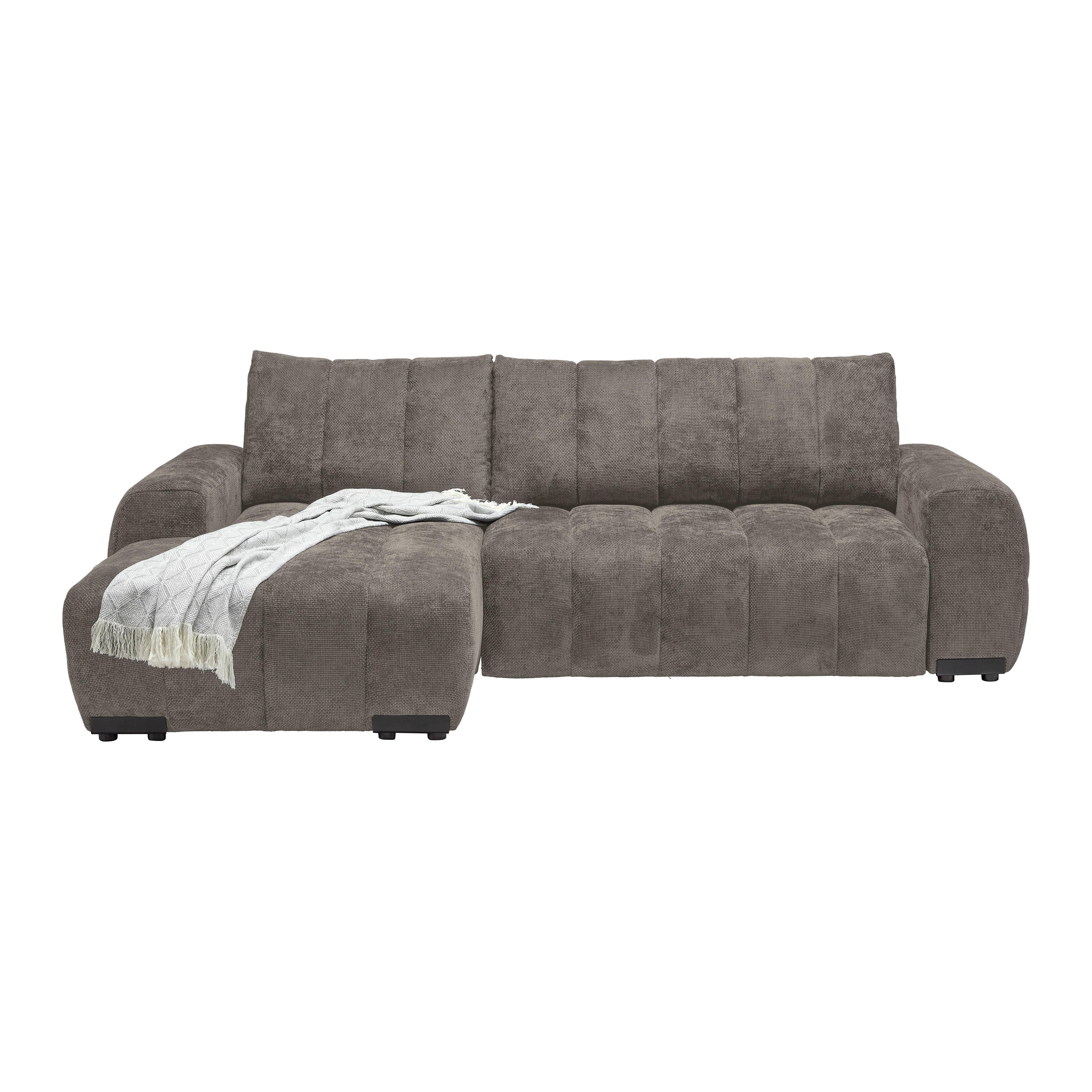 Wohnlandschaft Bolonia Graubraun - Schwarz Hochglanz/Graubraun, MODERN, Textil/Metall (166/93/273cm) - Mömax