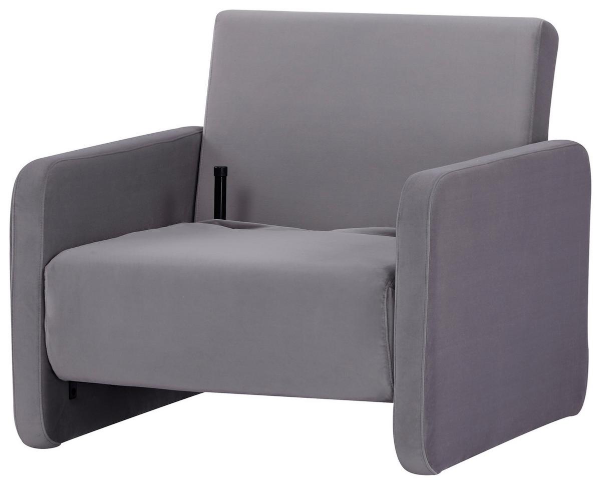 Naslanjač York, Siva, Žamet, Ležišče - siva/črna, Design, umetna masa/tekstil (93/83/85cm) - Modern Living