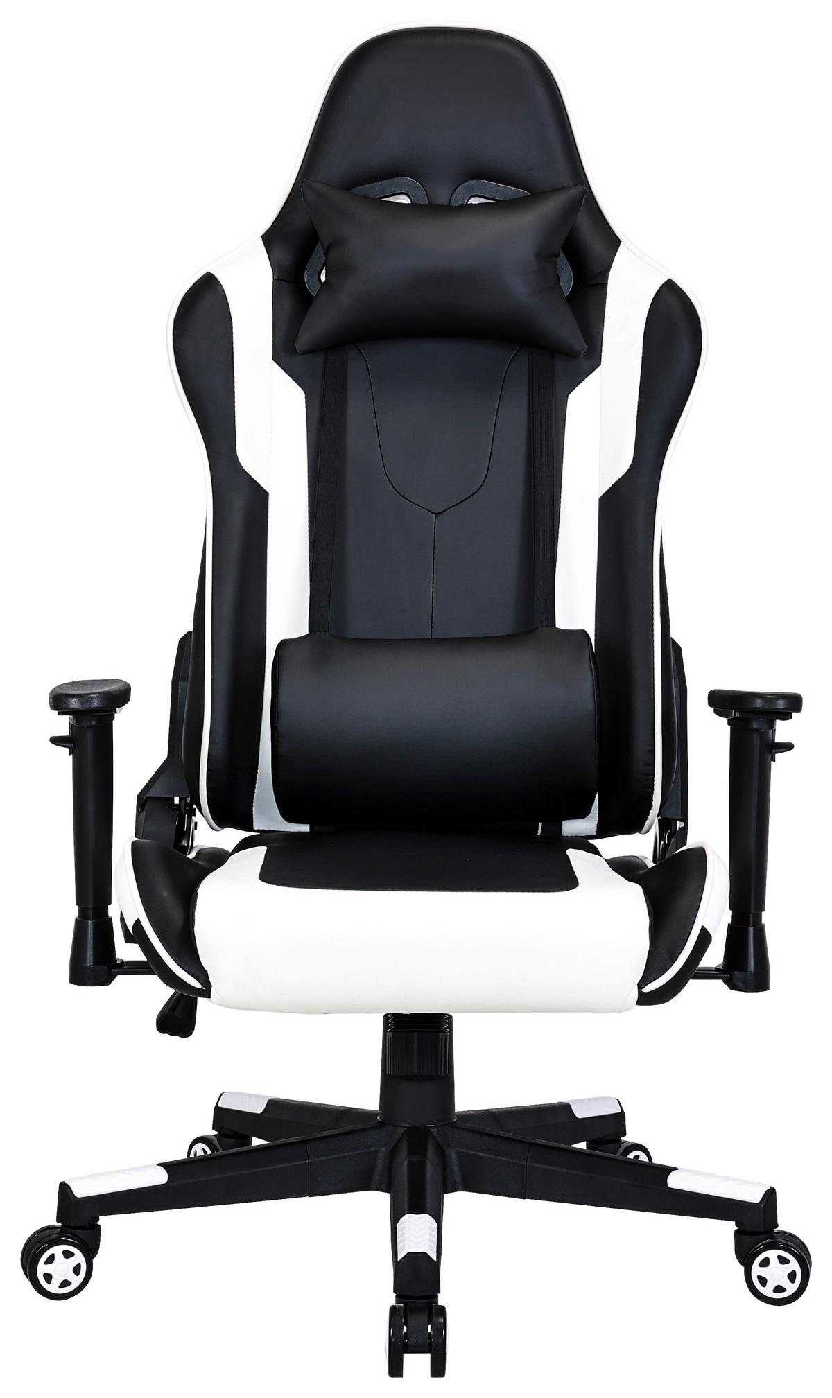 Drehstuhl Ziva Schwarz/Weiß - Schwarz/Weiß, MODERN, Kunststoff/Textil (69,5/120-130/66cm) - Mömax