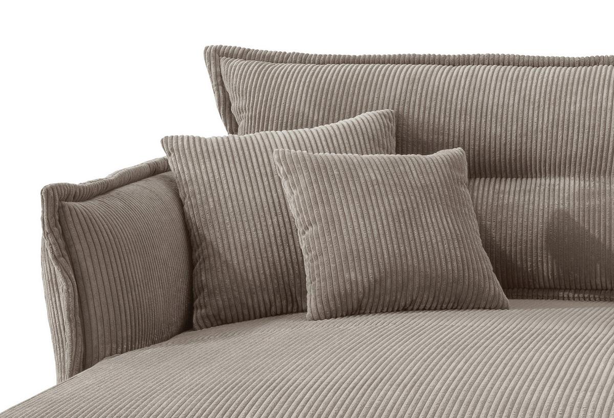 Wohnlandschaft Lava Graubraun Cord - Graubraun/Schwarz, MODERN, Textil/Metall (180/255cm) - Livetastic