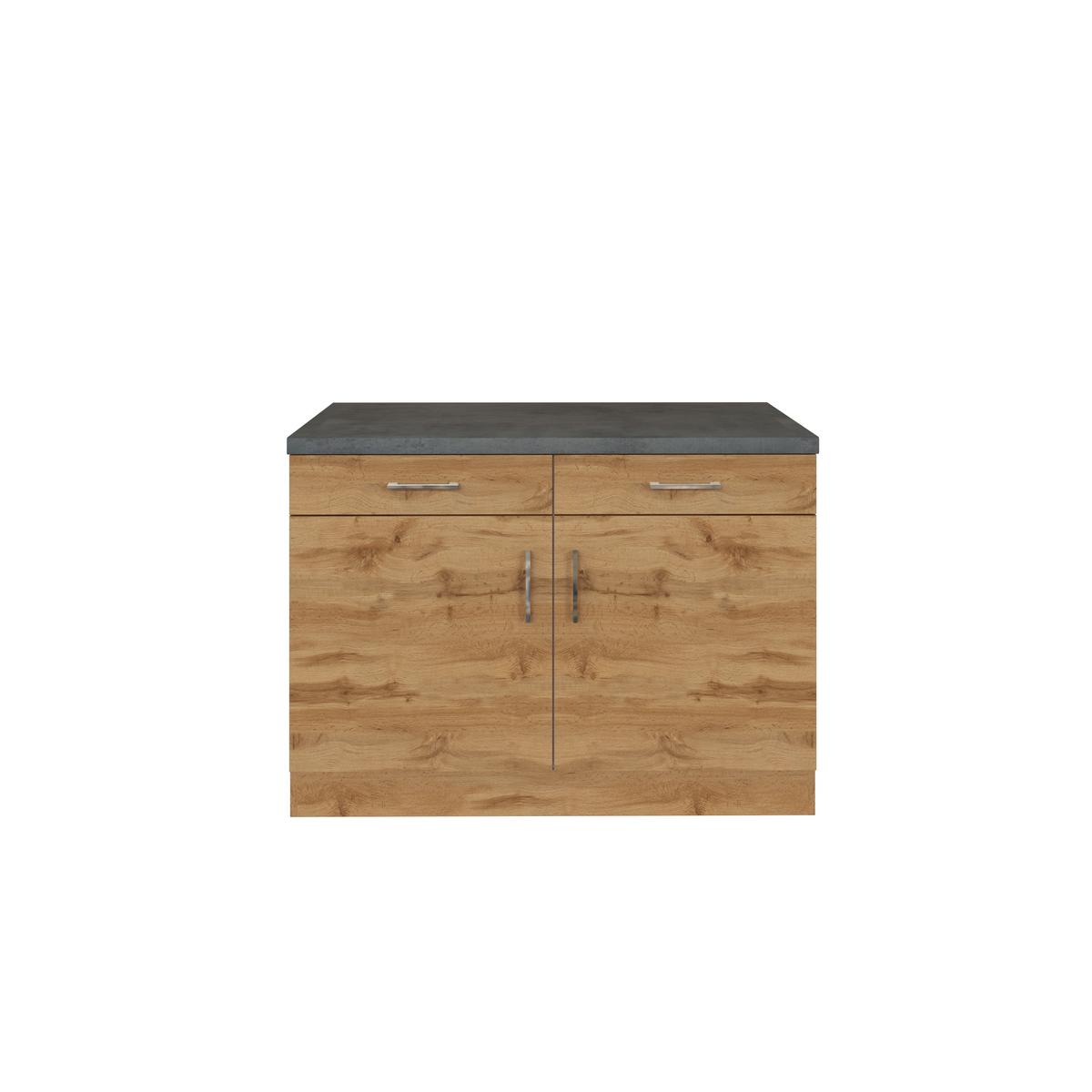 Held Küchenunterschrank ca. 100 cm Eiche/Anthrazit - Chromfarben/Eichefarben, MODERN, Holzwerkstoff/Metall (100/85/60cm) - Held