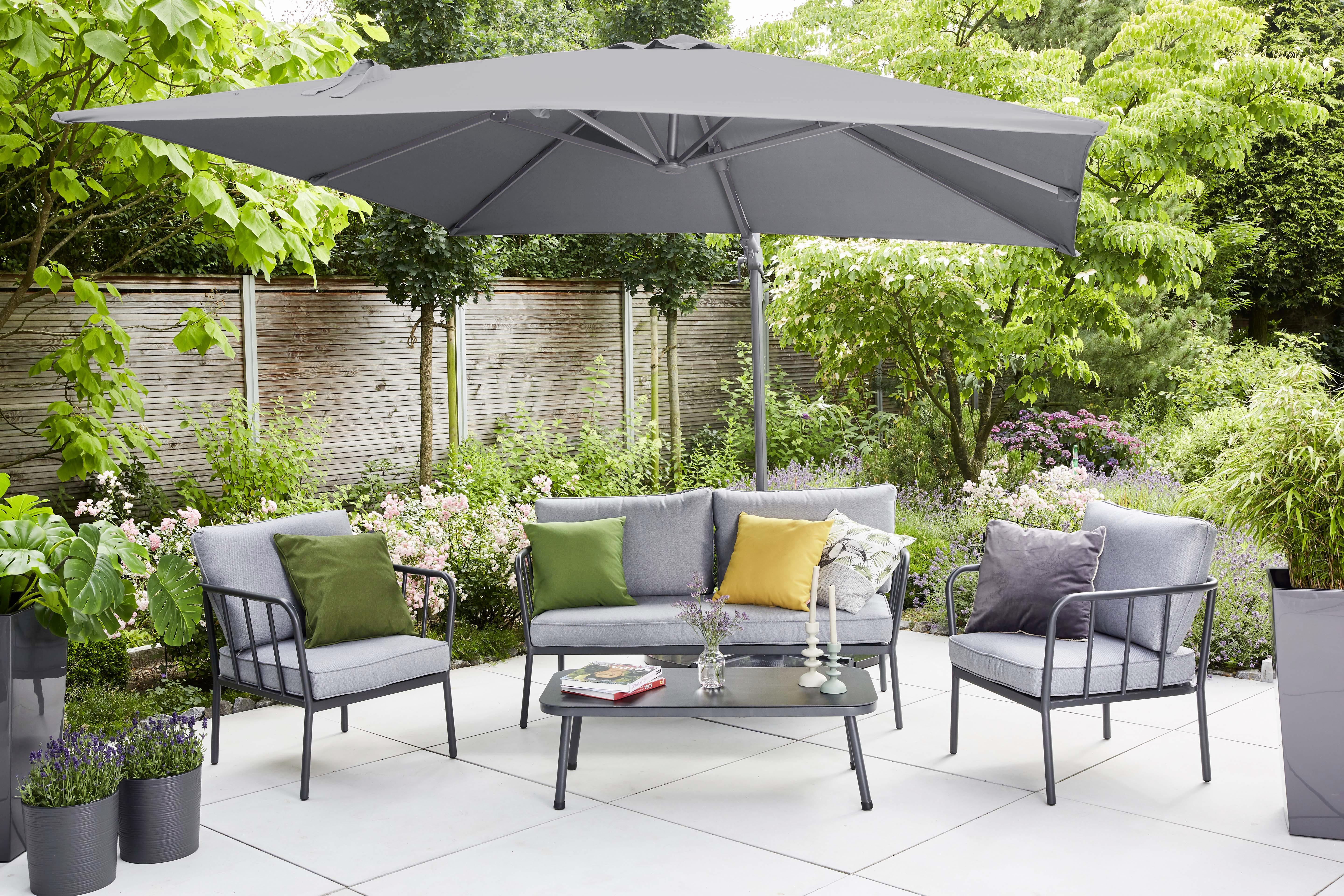 Ampelschirm California N+ B: 300 H: 263 cm Anthrazit - Anthrazit, KONVENTIONELL, Textil/Metall (300/300cm) - Siena Garden