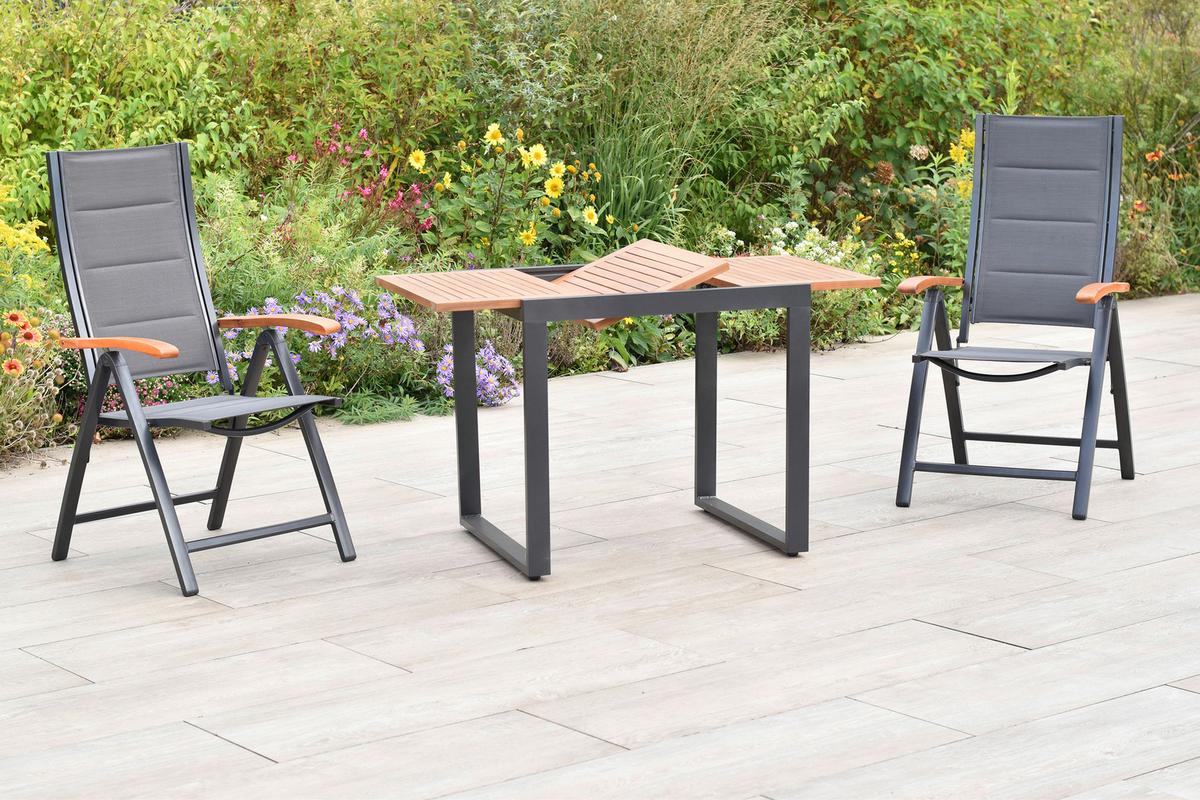 GARTENSET PAXOS - Graphitfarben/Akaziefarben, MODERN, Holz/Textil - Gardenson