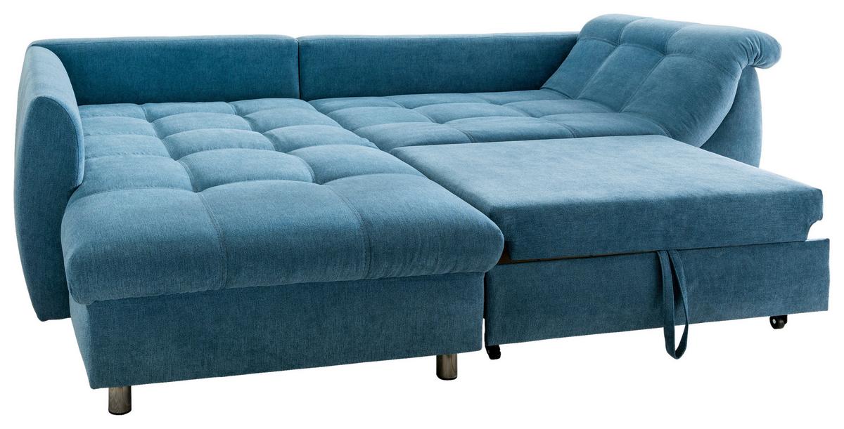 Sedežna Garnitura Agira, Modra, Ležišče - barve kroma/srebrne barve, Design, umetna masa/tekstil (190/250cm) - Modern Living
