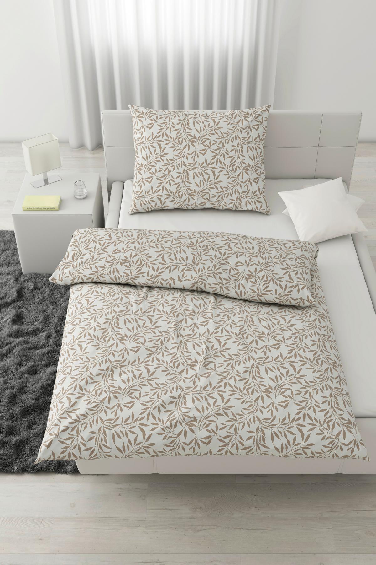 BETTWÄSCHESET TIFFANY - Taupe/Weiss, Konventionell, Textil (160/210cm) - Modern Living