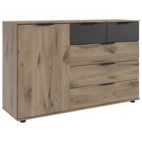 Kommode Bergamo Graphit/Eichefarben - Eichefarben/Graphitfarben, KONVENTIONELL, Holzwerkstoff/Kunststoff (130/83/41cm) - Based