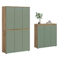 Garderobenschrank Scarpa Graugrün/Eiche - Eichefarben/Schwarz, Design, Holzwerkstoff/Kunststoff (235/175/37cm) - Livetastic