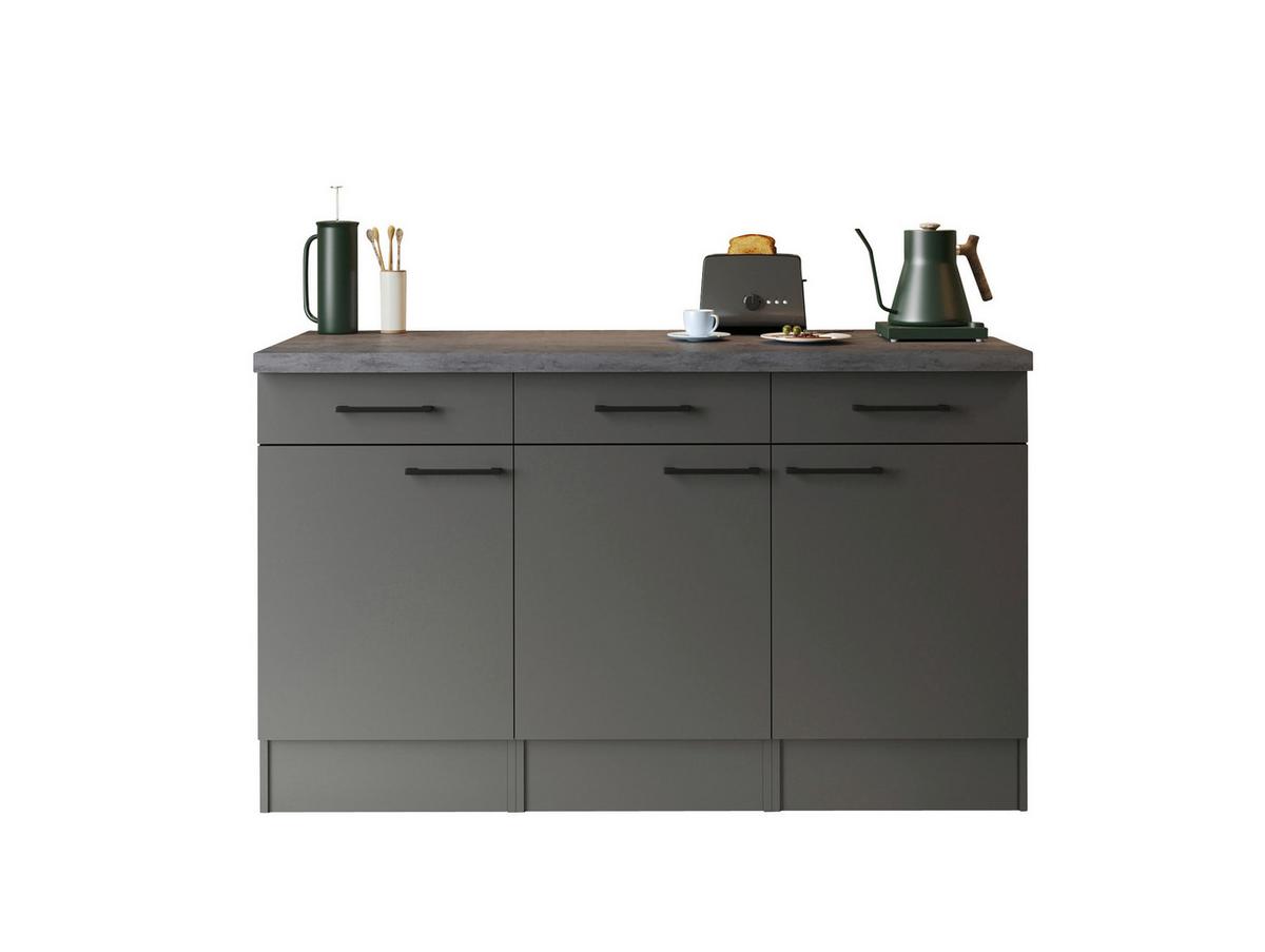 Küchenunterschrank Oliver Grau - Schwarz/Grau, Trend, Holzwerkstoff/Metall (150/90/60cm) - Respekta