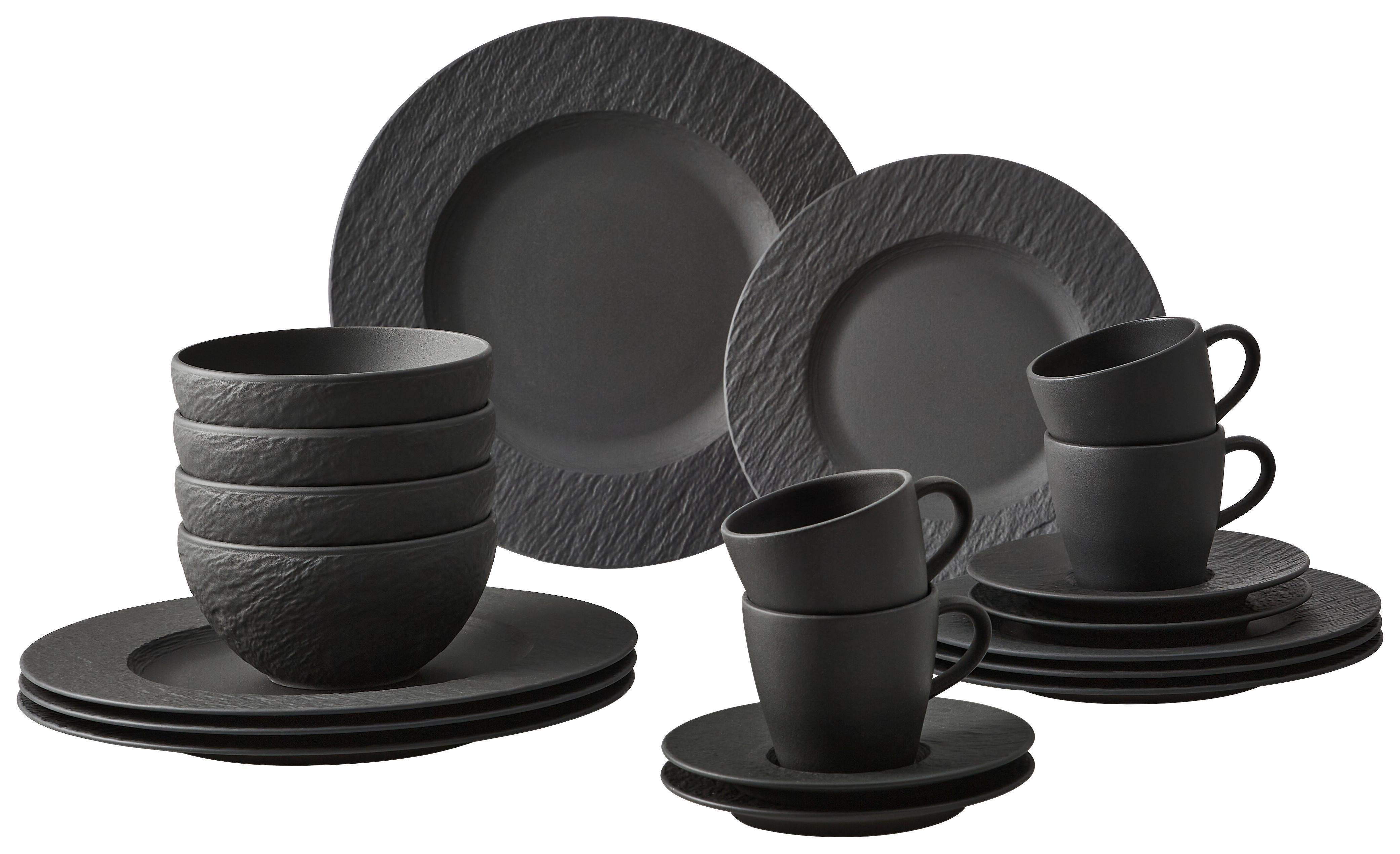 SERWIS OBIADOWO-ŚNIADANIOWY MANUFACTURE ROCK VILLEROY&BOCH - czarny, Lifestyle, ceramika (38,5/25,5/35,8cm) - Villeroy & Boch