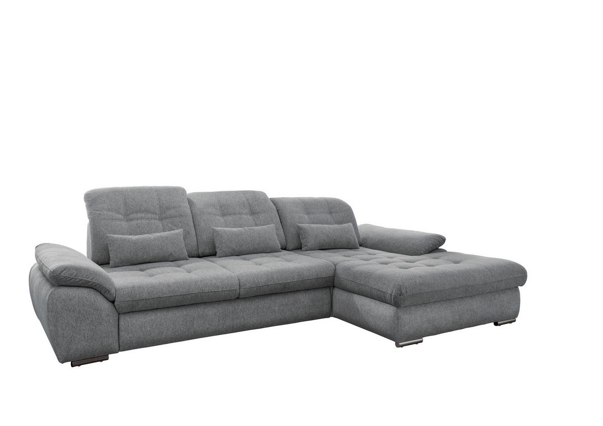 Ecksofa Rigatti mit Bettkasten ca. 314x184 cm Silberfarben - Chromfarben/Anthrazit, MODERN, Textil/Metall (314/184cm) - Livetastic
