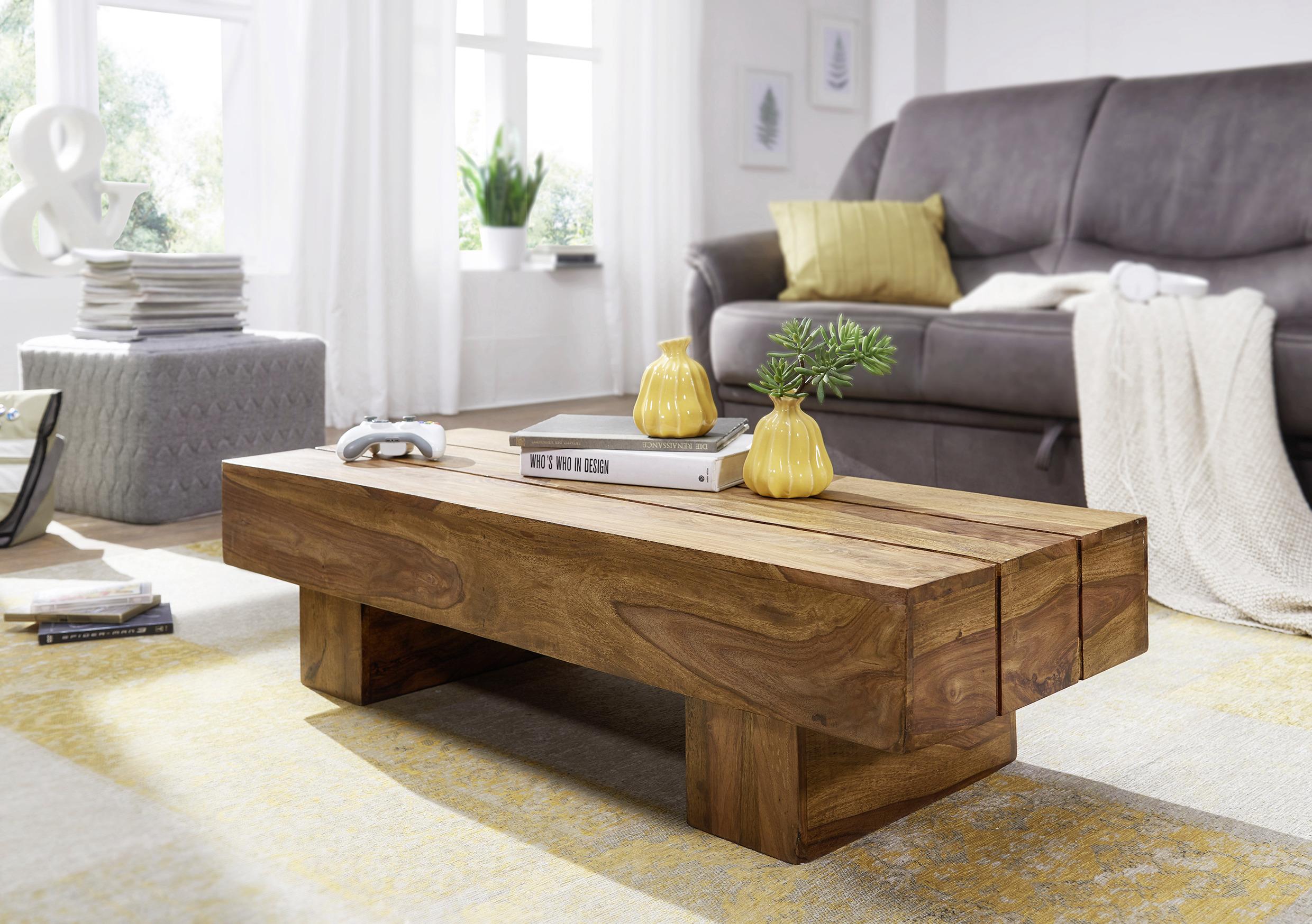 Couchtisch "Sira" , ca. 120x45 cm, aus Sheesham - Sheeshamfarben, Design, Holz (120/45cm) - MID.YOU