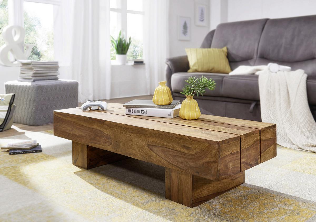 Couchtisch "Sira" , ca. 120x45 cm, aus Sheesham - Sheeshamfarben, Design, Holz (120/45cm) - MID.YOU