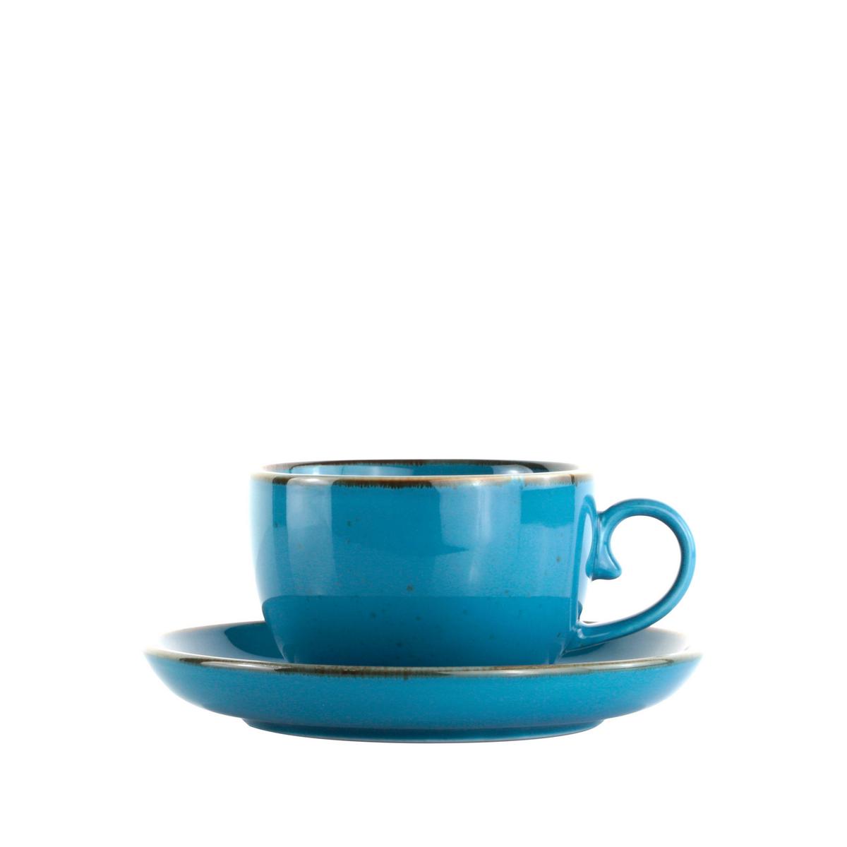 Kaffeetasse mit Untertasse Capri Blau - Blau, MODERN, Keramik - Mömax