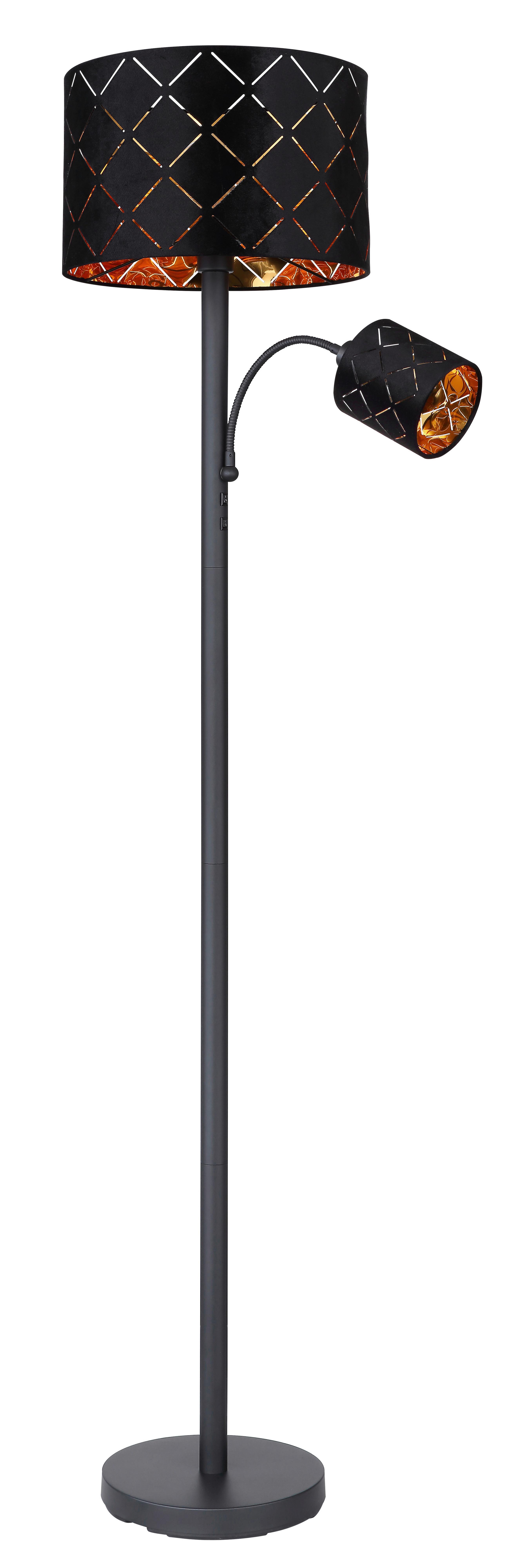 GOLVLAMPA MANFRIED - svart, Modern, metall/textil (35/162cm) - Mömax
