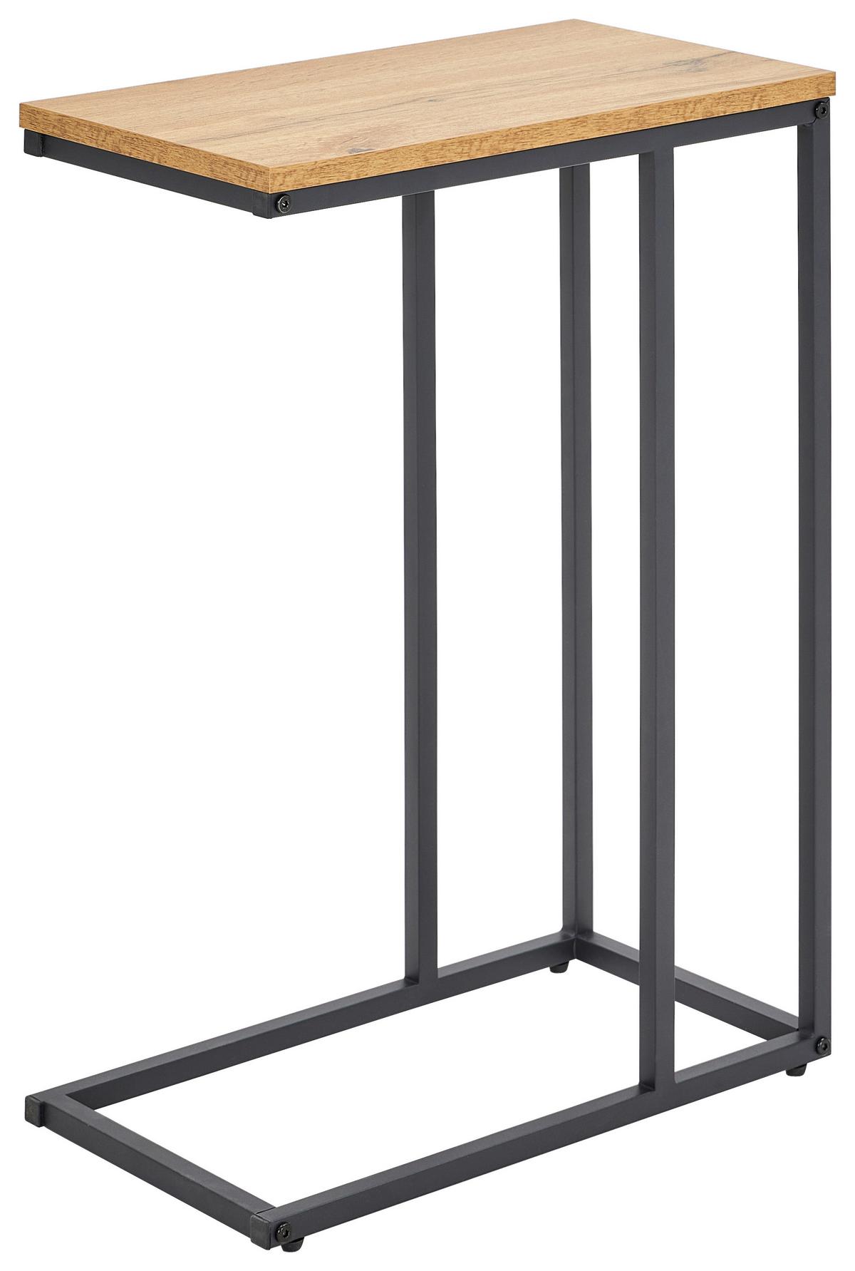 STOLIK BOCZNY LUCAS - kolor dębowy/czarny, Basics, materiał drewnopochodny/metal (45/25/64cm) - Boxxx