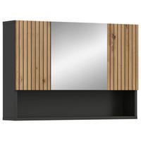 Omara Z Ogledalom Mone, Barva Hrasta, Siva - hrast artisan, Basics, steklo/leseni material (80/55/17cm) - MID.YOU