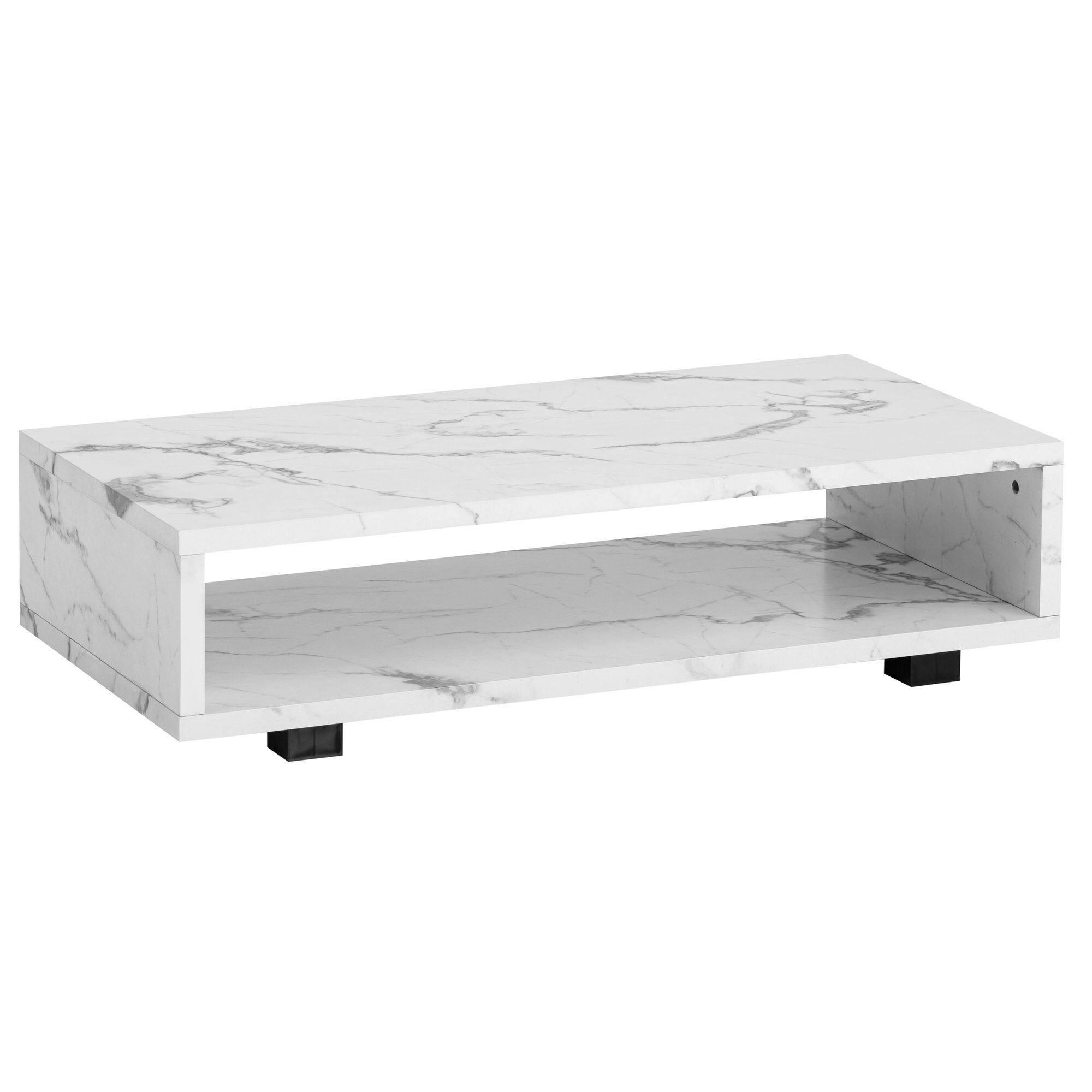 COUCHTISCH WL6.937 - Weiss/Schwarz, Design, Holzwerkstoff/Kunststoff (100/50/25cm) - Livetastic