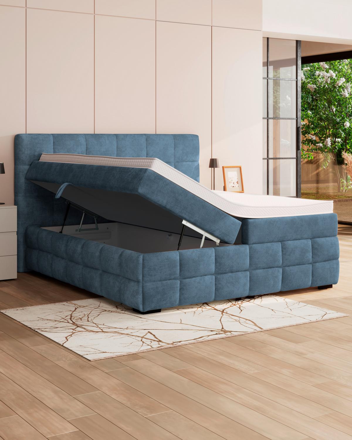 PAT BOX VEGA - albastru/verde, Trend, lemn/textil (160/200cm) - Modern Living