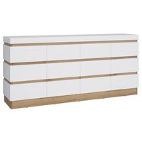 Comodă cu uși CALABRIA - alb/culoare lemn stejar, Trend, material pe bază de lemn (201,2/92,5/45cm) - Modern Living