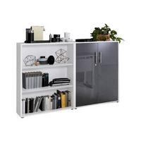 Aktenschrank Office Edition Sw Set 1 niedrig Weiß/Anthrazit - Anthrazit Hochglanz/Weiß, MODERN, Holzwerkstoff (168,8/113,6/33cm) - MID.YOU
