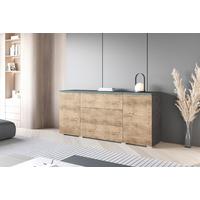 Komoda Vera - siva/boje kestenolikog hrasta, Trend, drvni materijal/plastika (150/67,9/39,5cm) - P & B