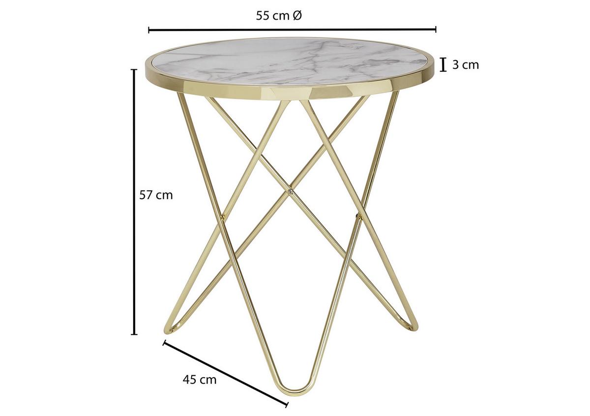 Mizica Wl5.996 - zlate barve/bela, Design, kovina/leseni material (55/55/57cm) - MID.YOU