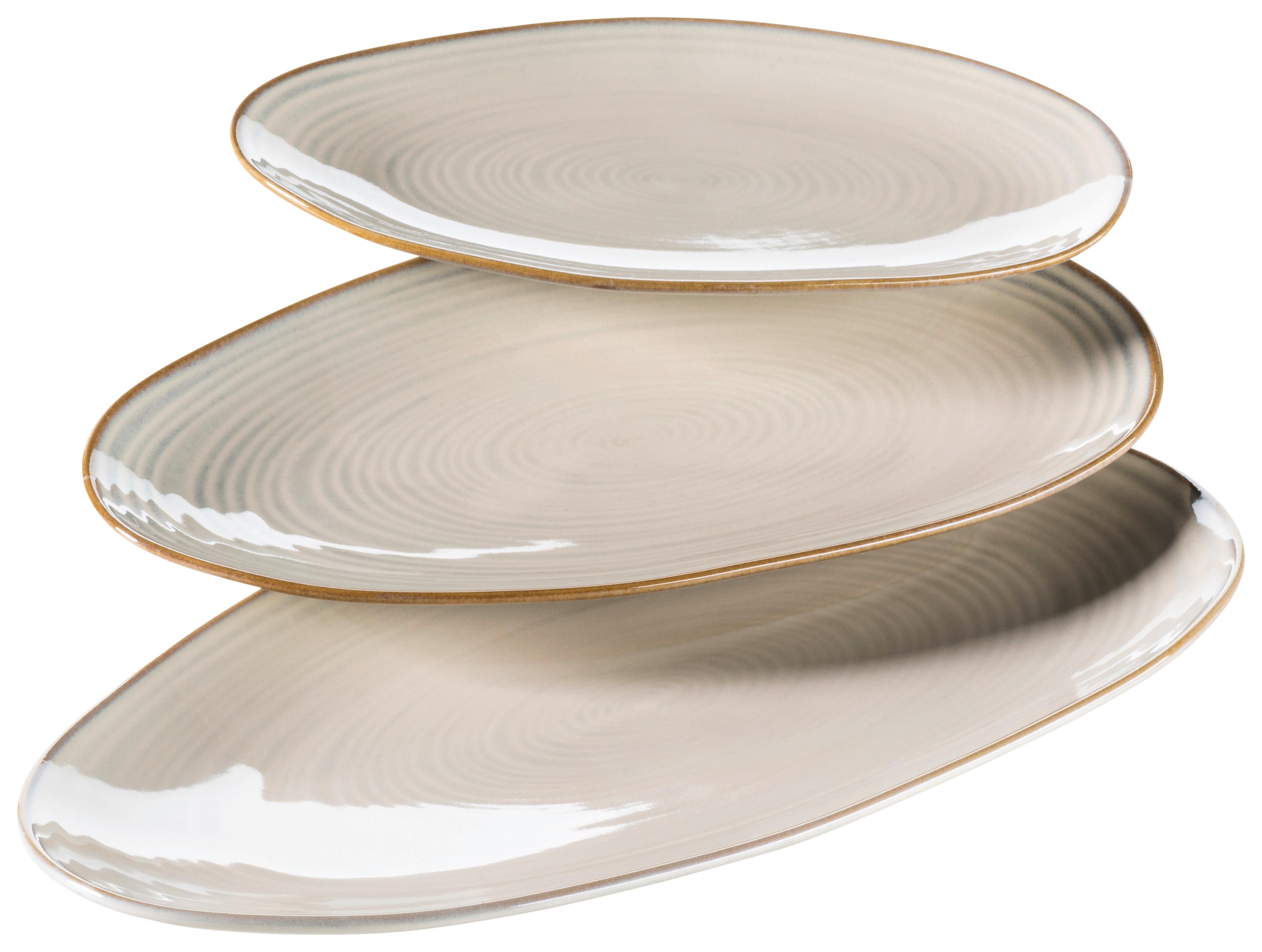 Platte Nottingham in Beige, 3-teilig - Beige, Basics, Keramik (21,5/35/8cm) - Mäser