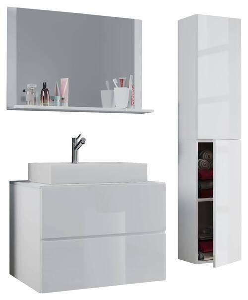 Badezimmer Lendas 4-tlg. ca. 114 cm Weiß - Weiß, MODERN, Glas/Keramik (114cm) - MID.YOU