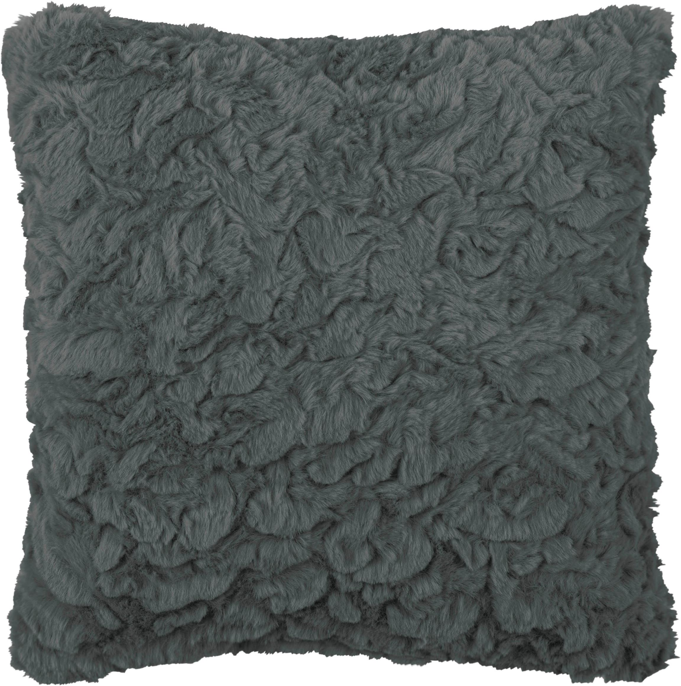 Zierkissen Fluffy Anthrazit ca. 25x25cm - Anthrazit, ROMANTIK / LANDHAUS, Textil (25/25cm)