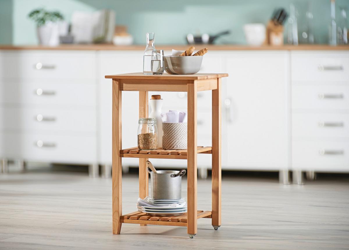 WÓZEK DO SERWOWANIA LEX - kolor bukowy, Trend, tworzywo sztuczne/metal (53/85/46cm) - Carryhome