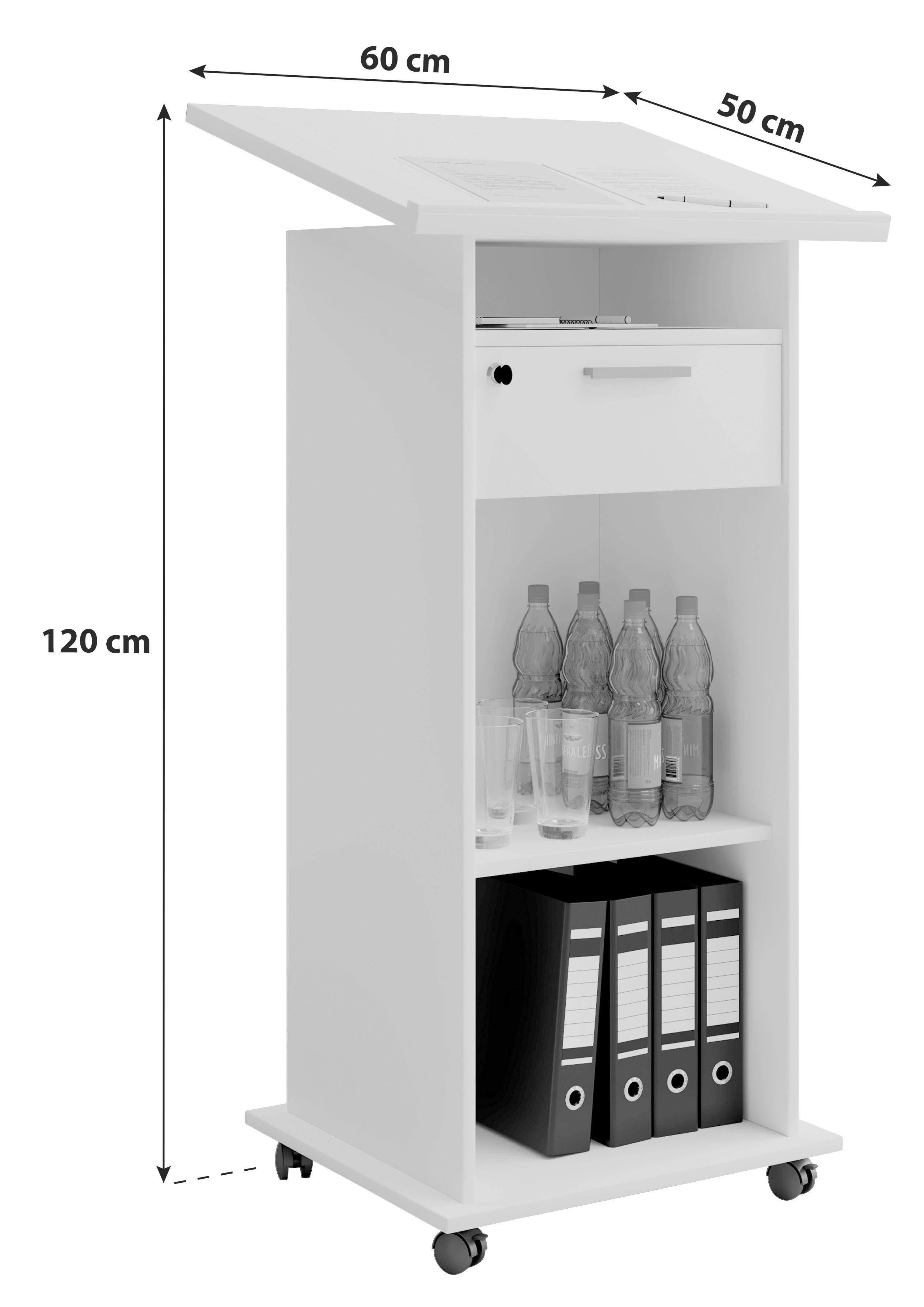 Stoječi Pult Meeta, Bela - bela, Basics, leseni material (60/50/120cm) - MID.YOU