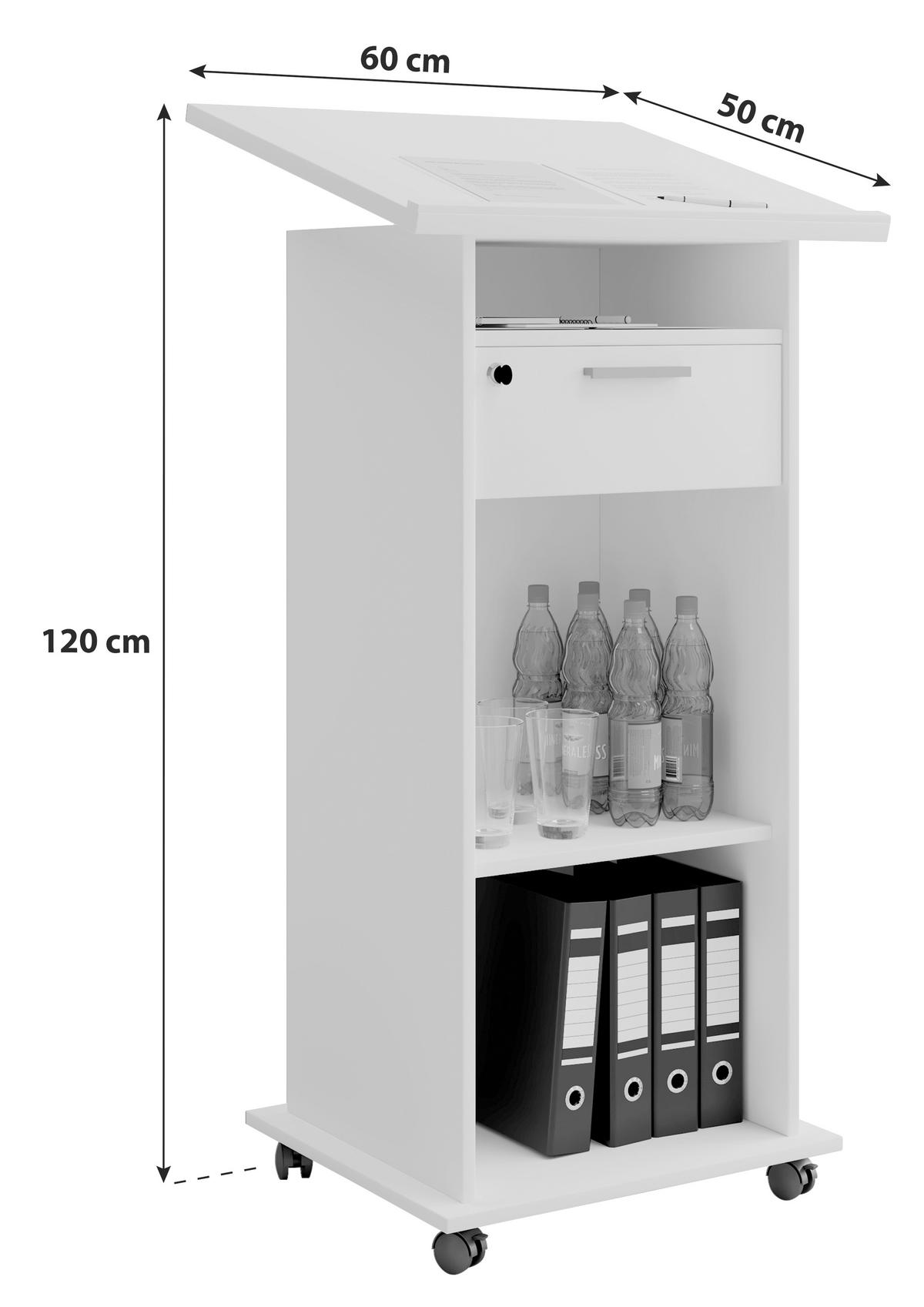 Stoječi Pult Meeta, Bela - bela, Basics, leseni material (60/50/120cm) - MID.YOU